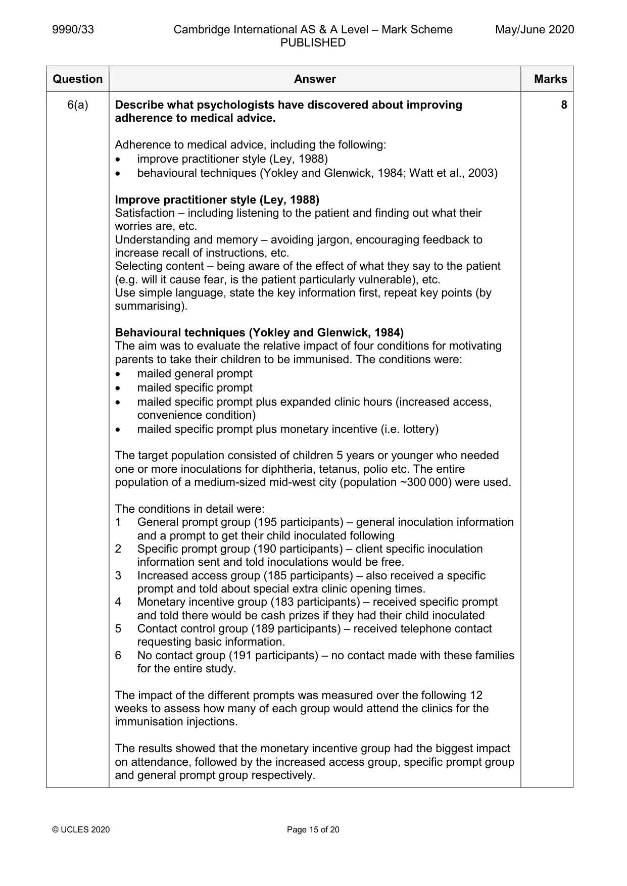 Mark scheme, page 15 of 20
