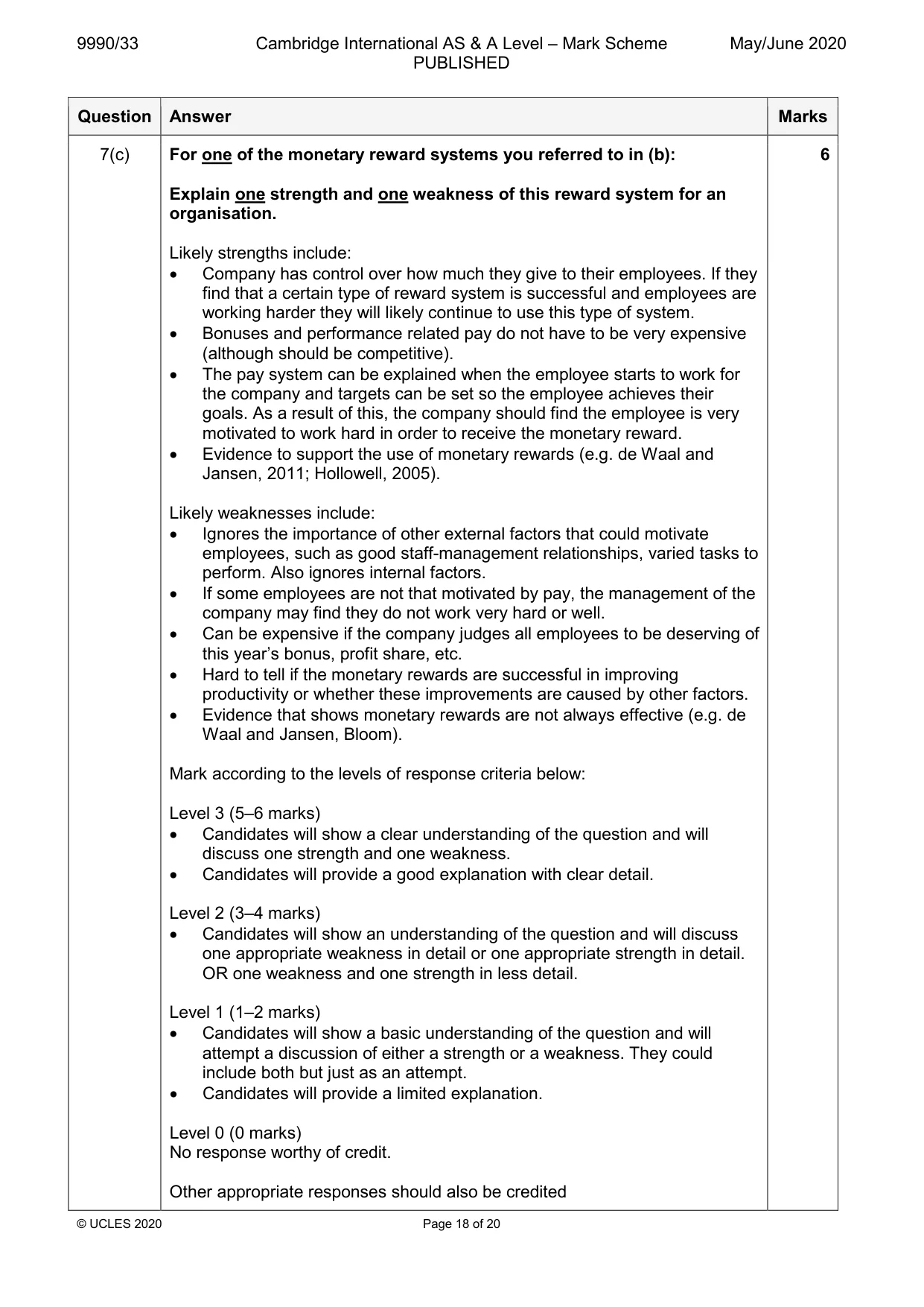 Mark scheme, page 18 of 20