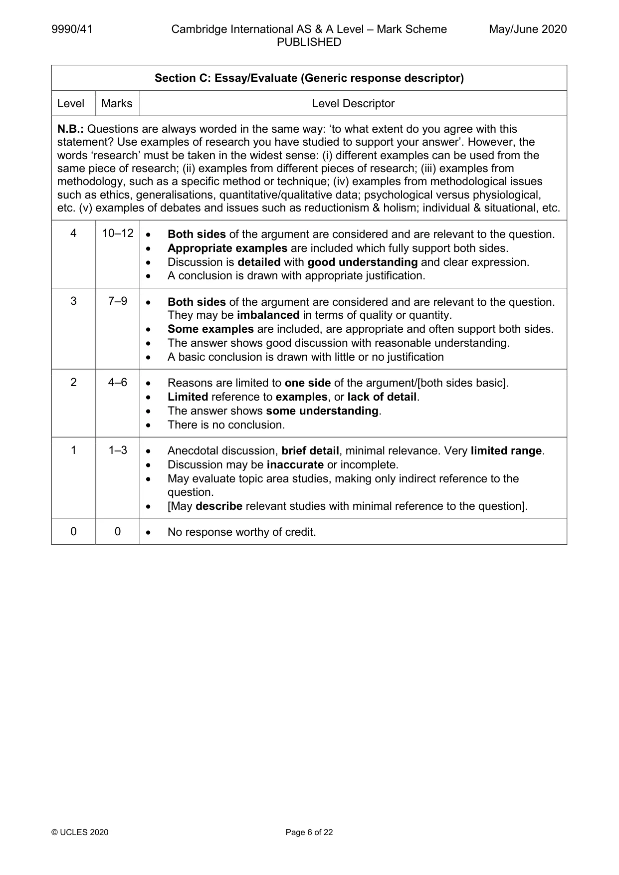 Mark scheme, page 6 of 22