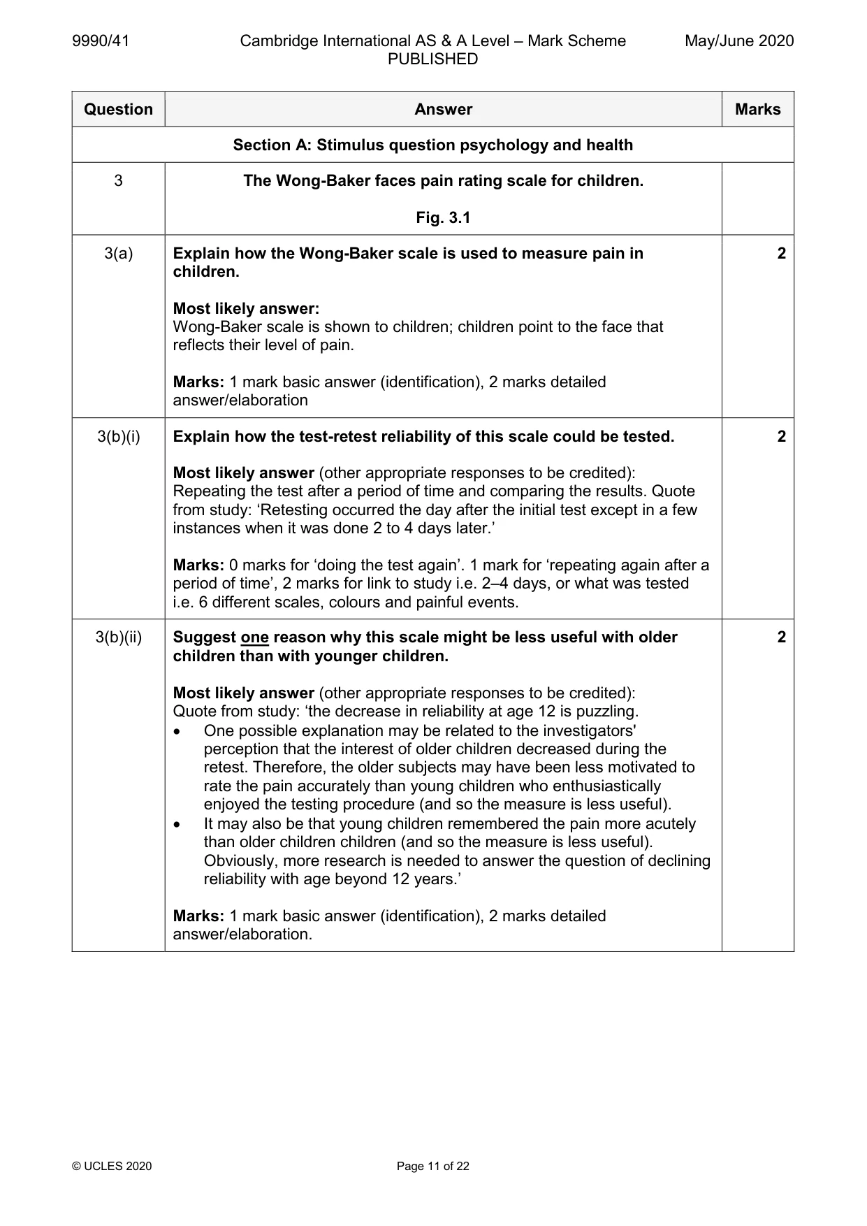 Mark scheme, page 11 of 22