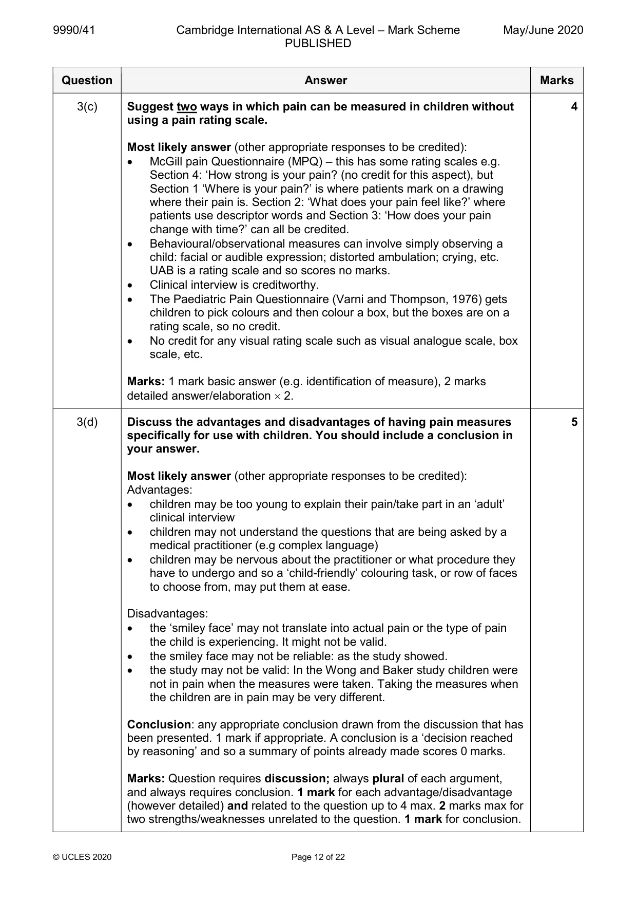 Mark scheme, page 12 of 22