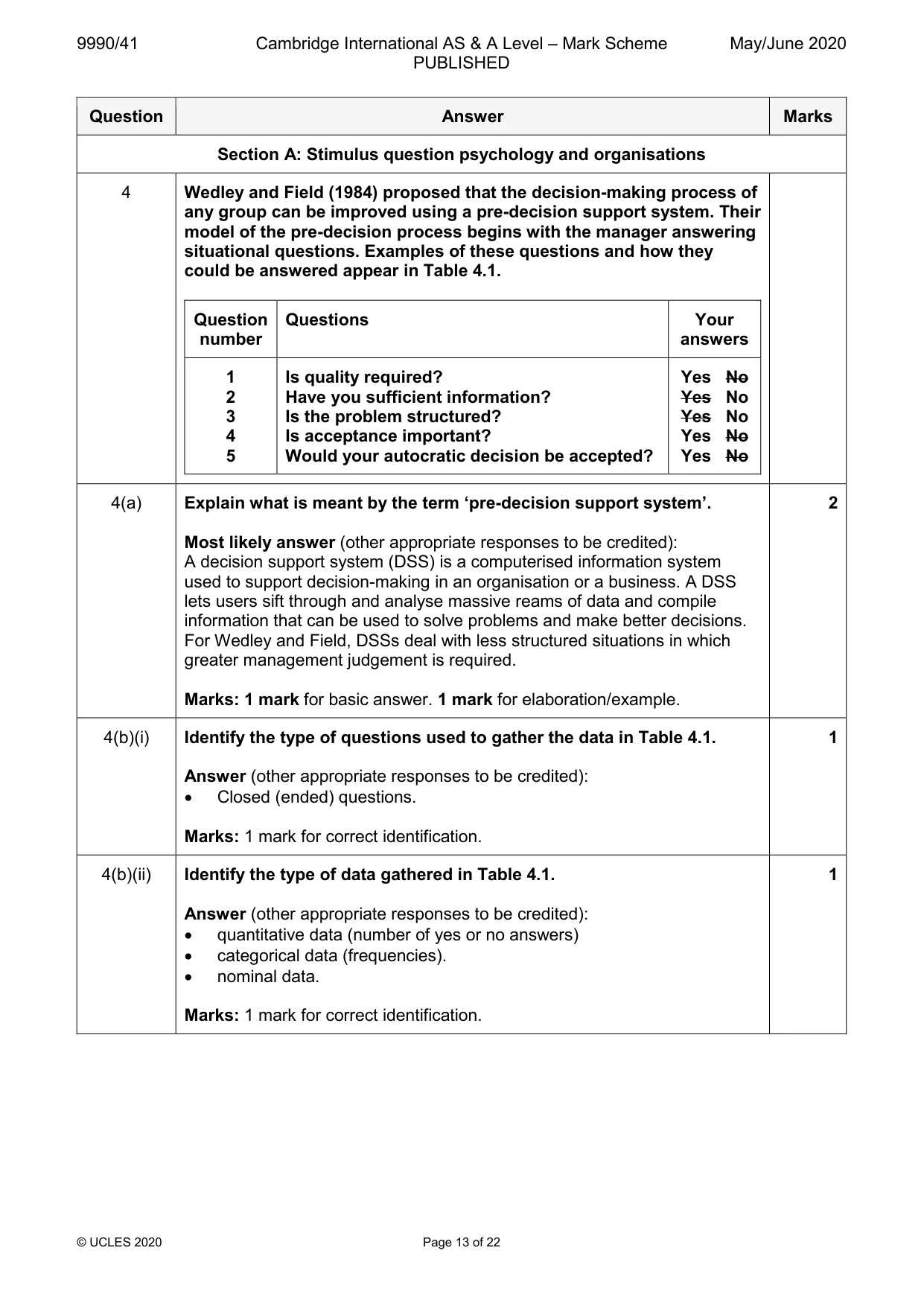 Mark scheme, page 13 of 22