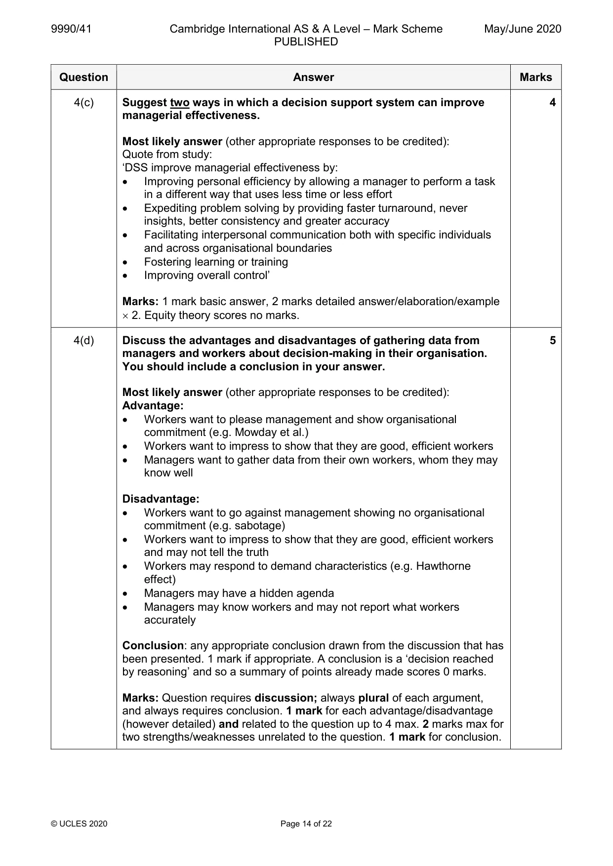 Mark scheme, page 14 of 22