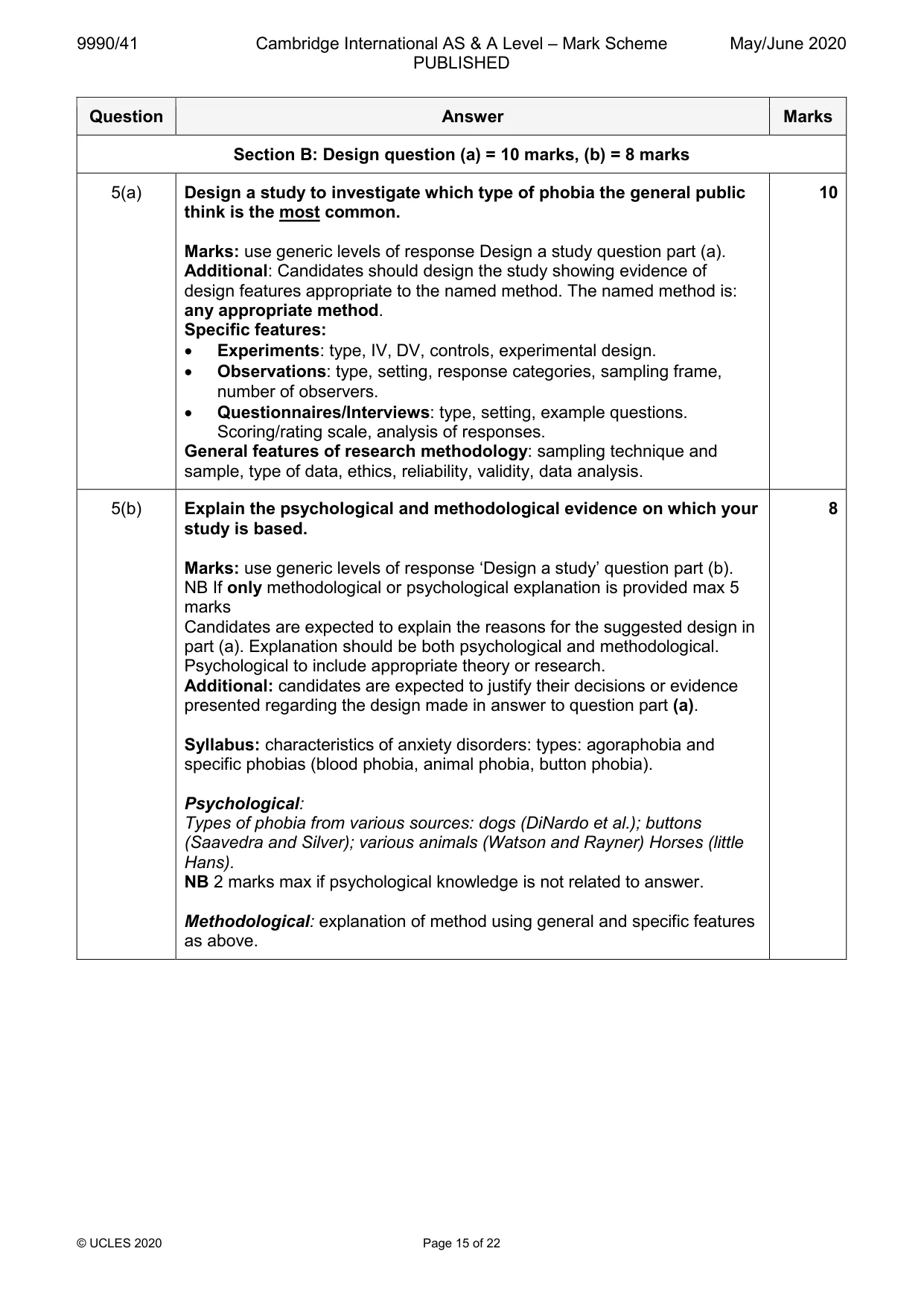 Mark scheme, page 15 of 22