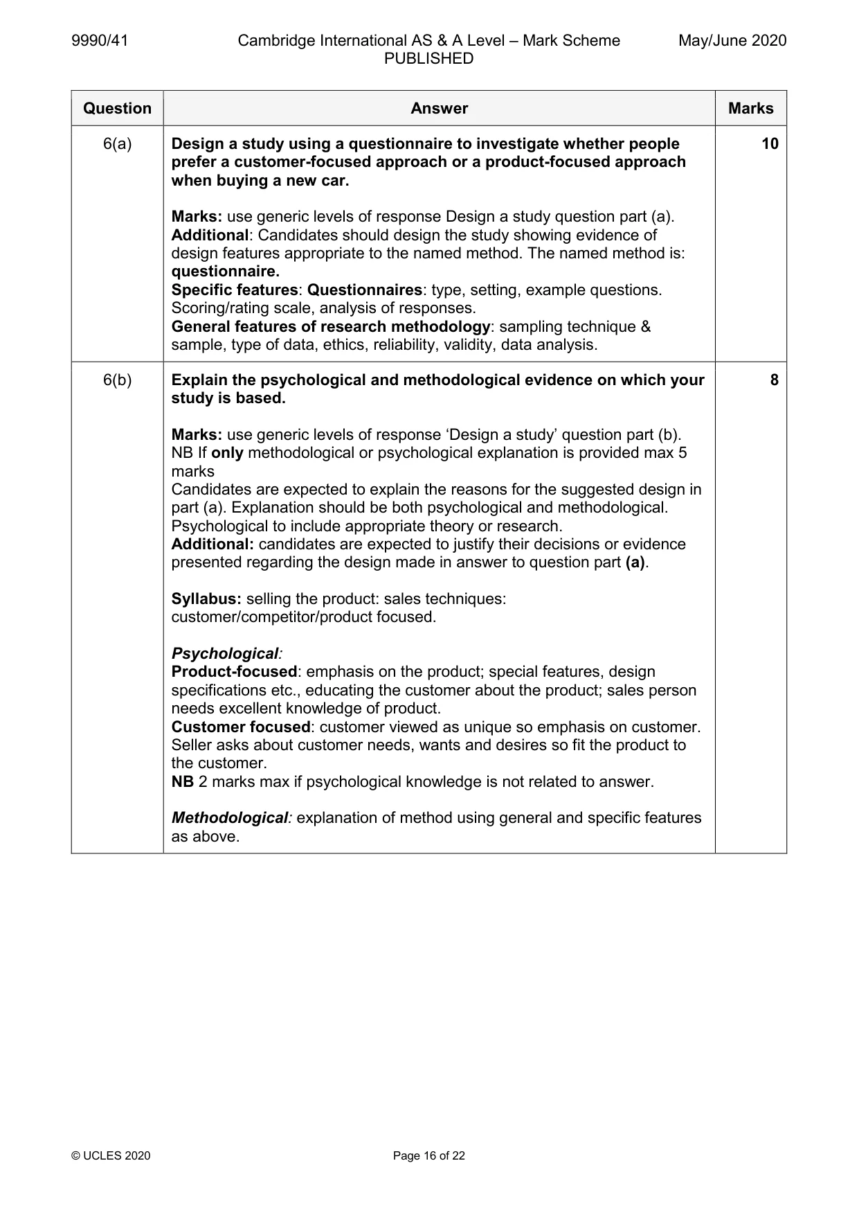 Mark scheme, page 16 of 22