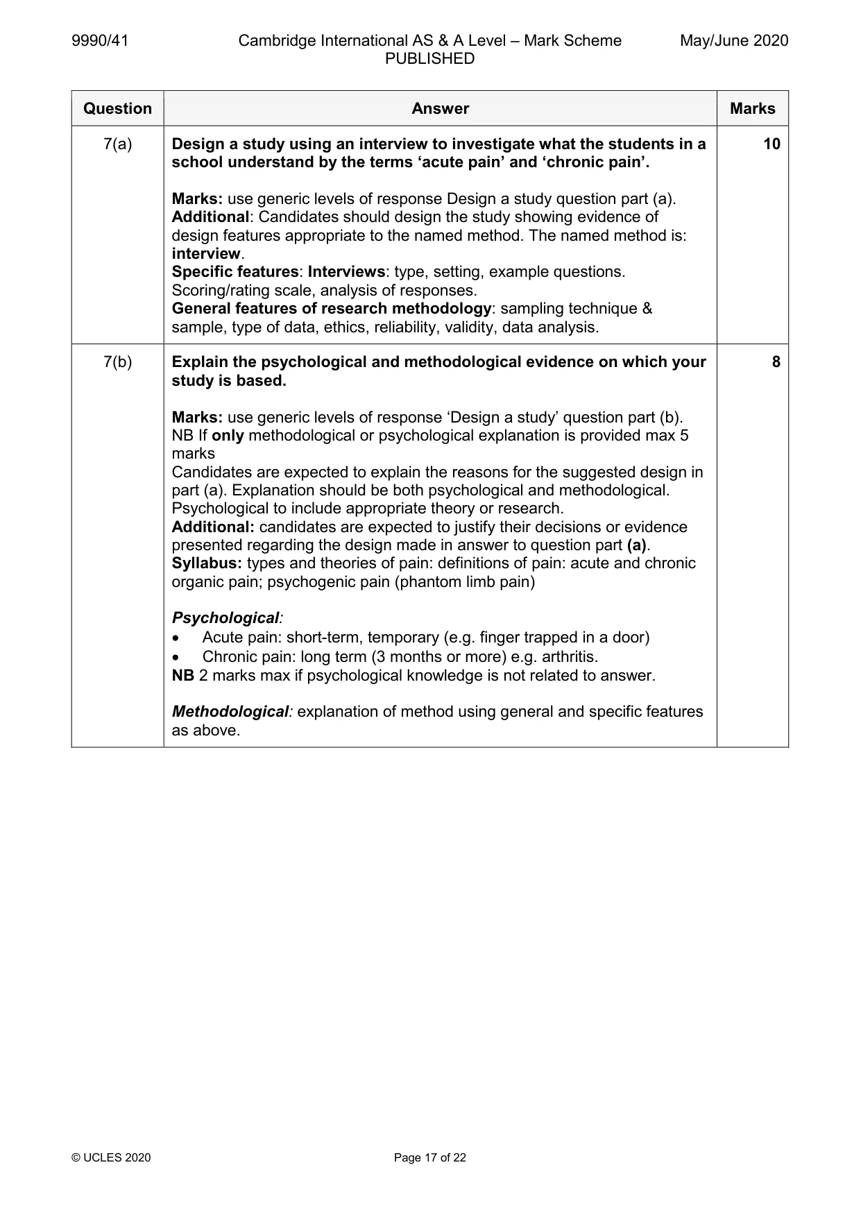Mark scheme, page 17 of 22
