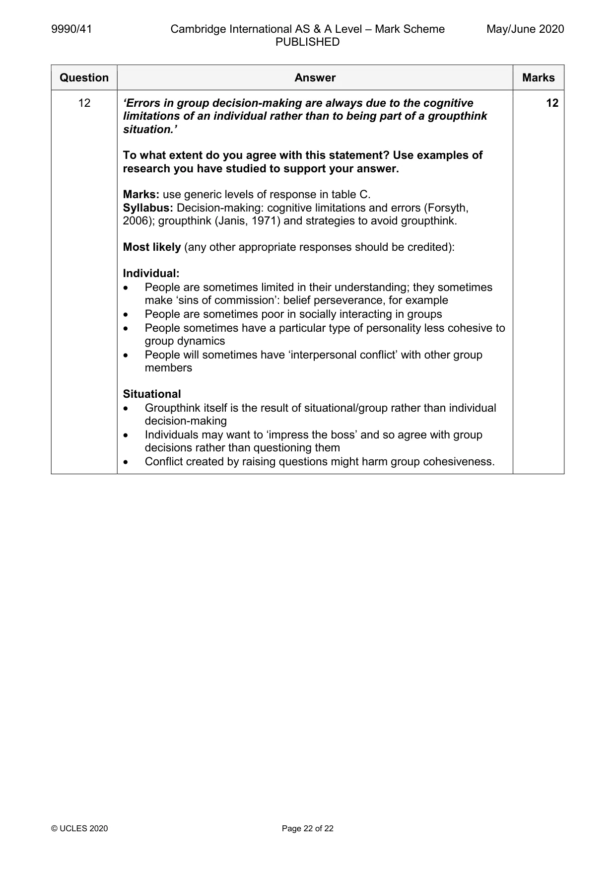 Mark scheme, page 22 of 22