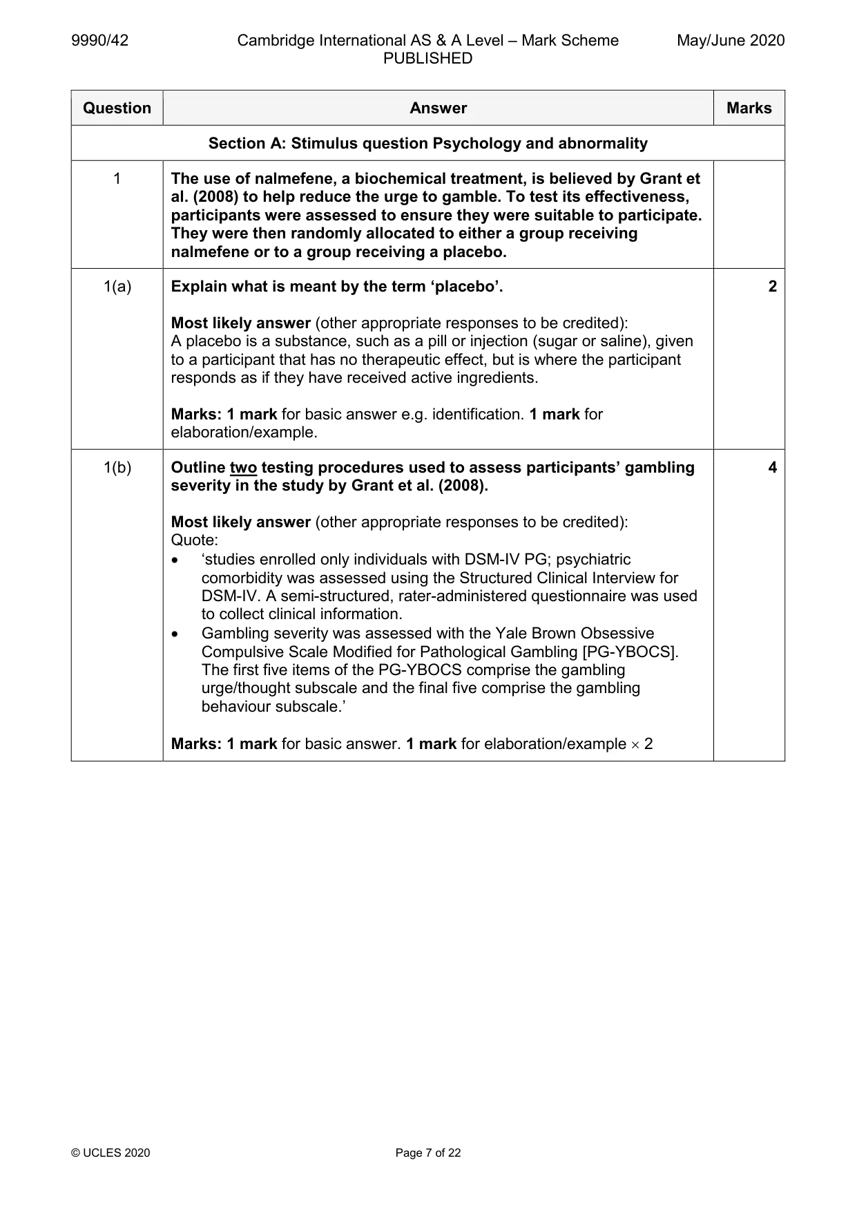 Mark scheme, page 7 of 22