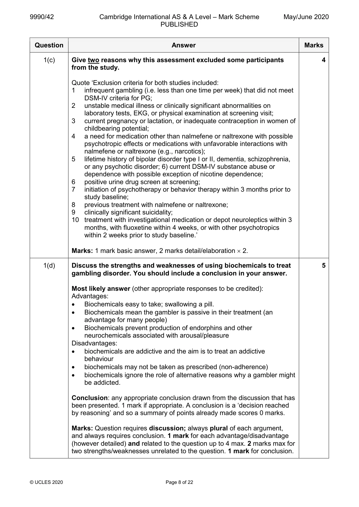 Mark scheme, page 8 of 22