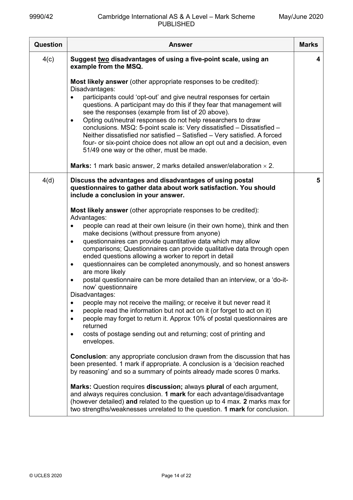 Mark scheme, page 14 of 22