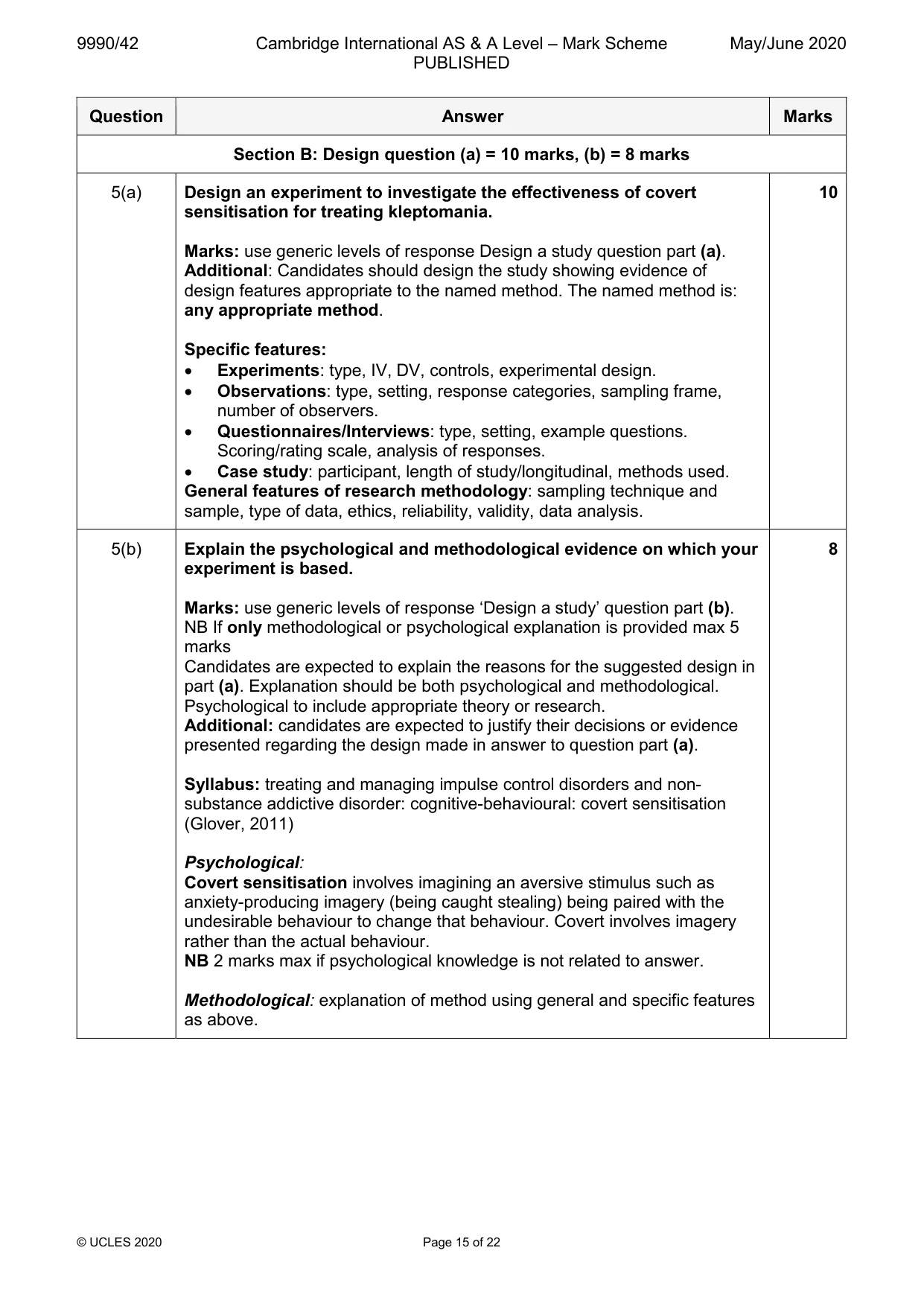 Mark scheme, page 15 of 22