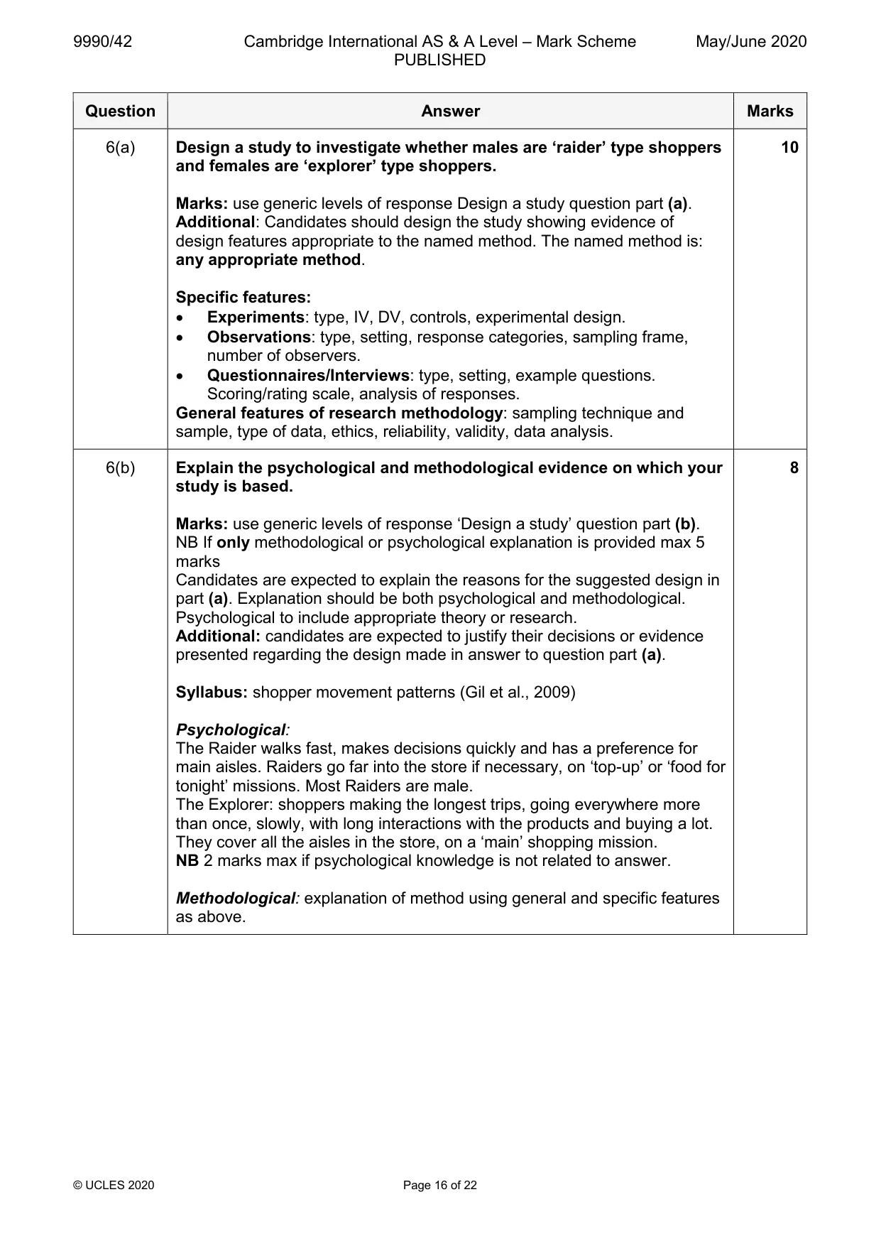 Mark scheme, page 16 of 22
