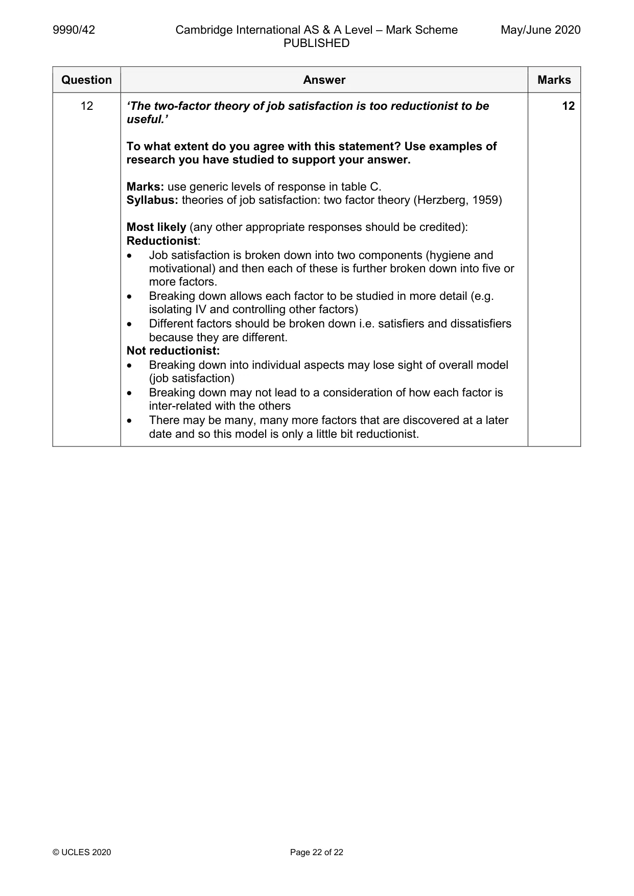 Mark scheme, page 22 of 22