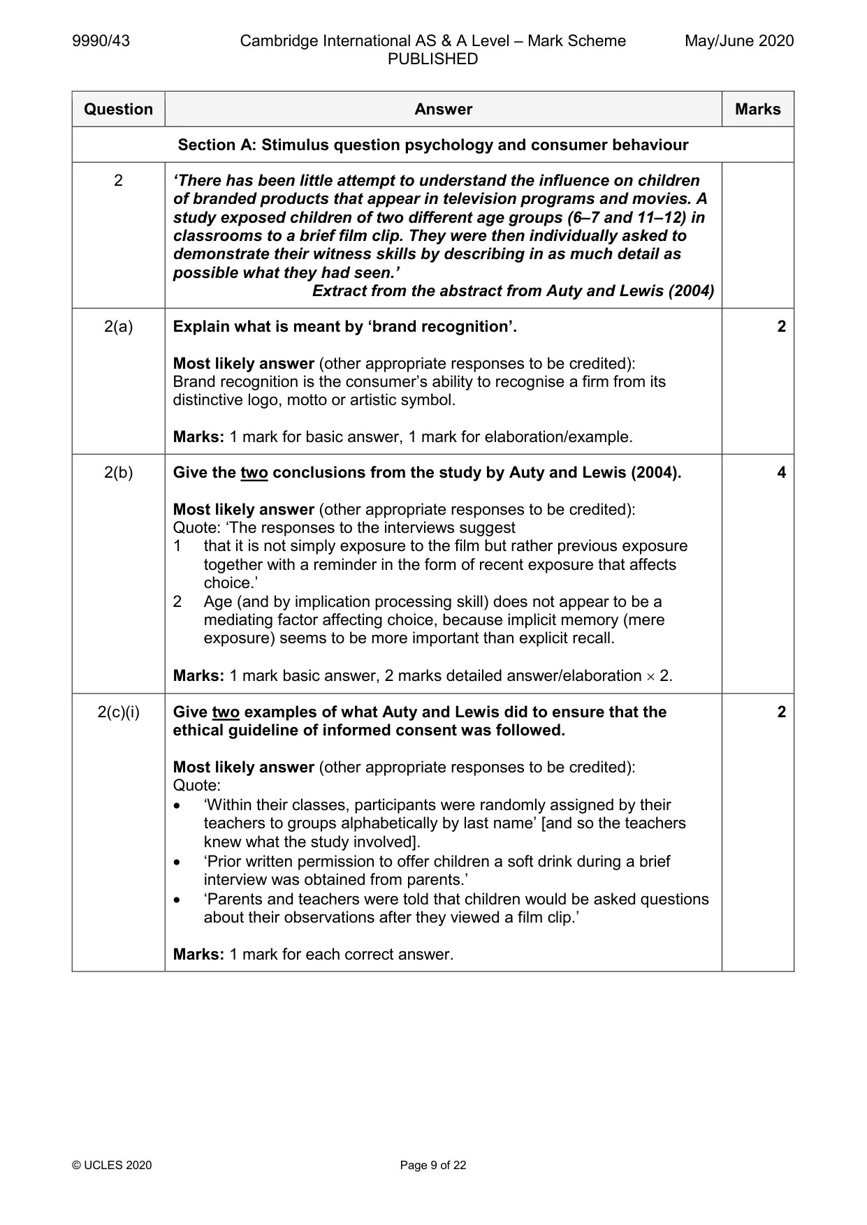 Mark scheme, page 9 of 22