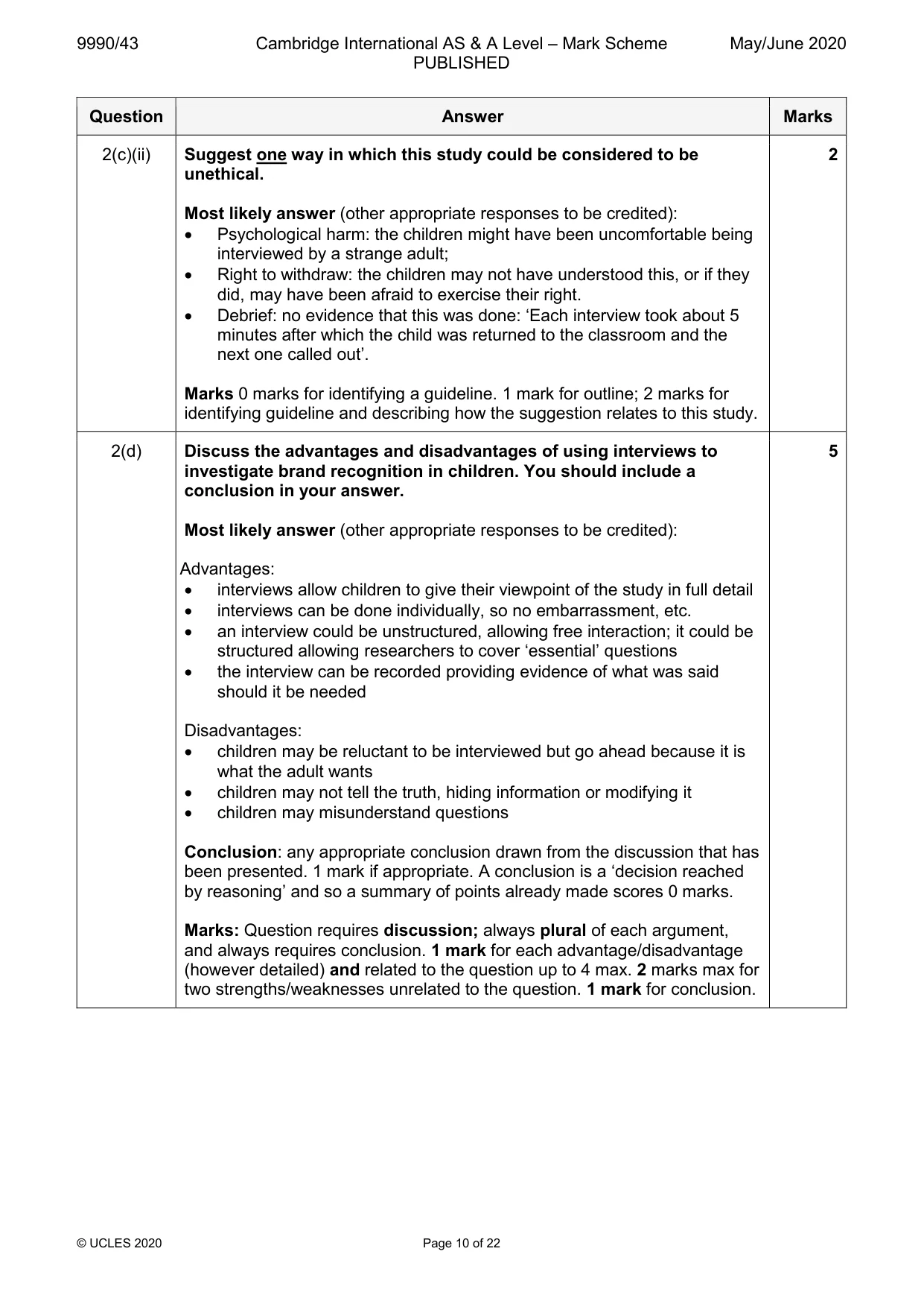 Mark scheme, page 10 of 22