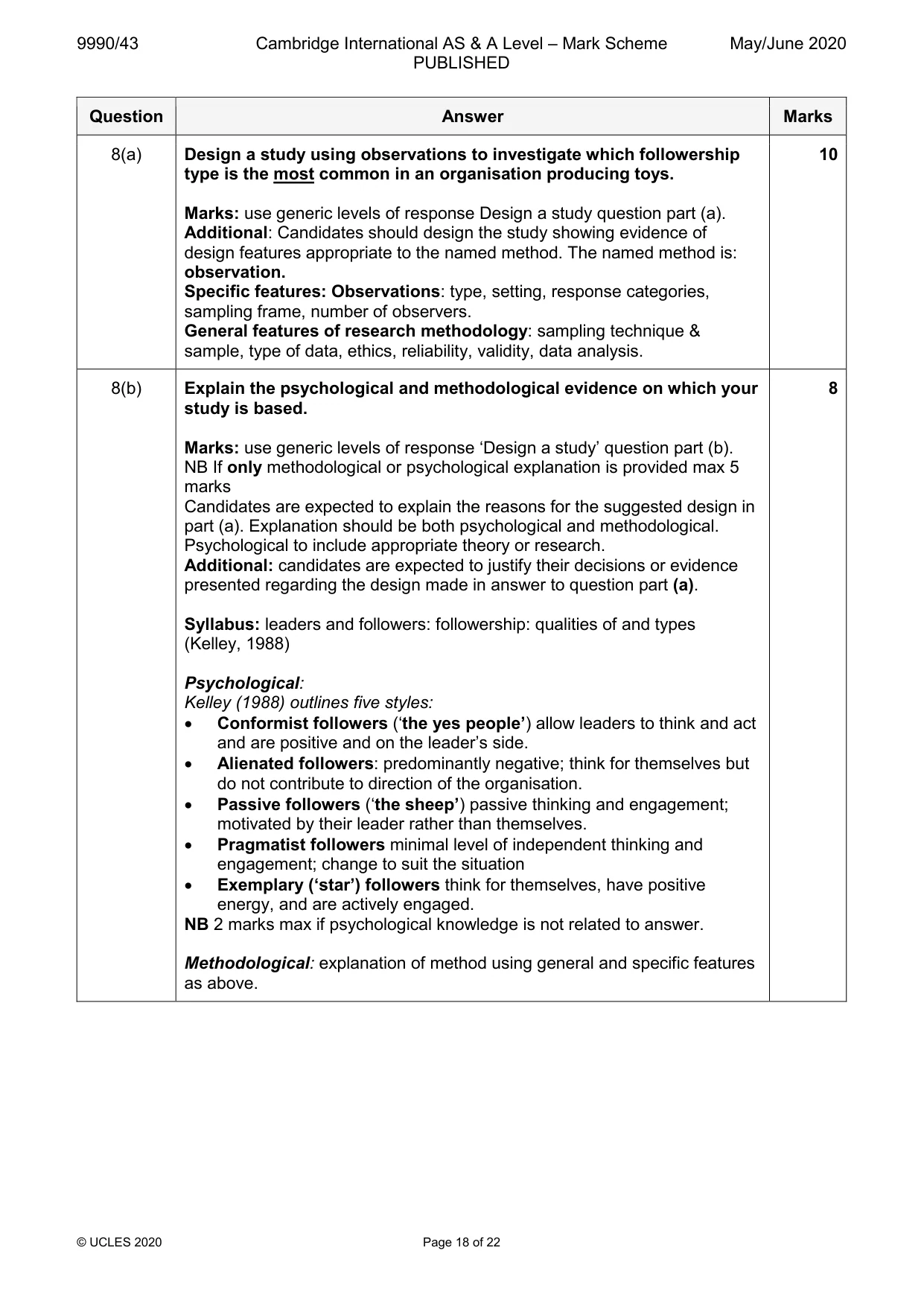 Mark scheme, page 18 of 22