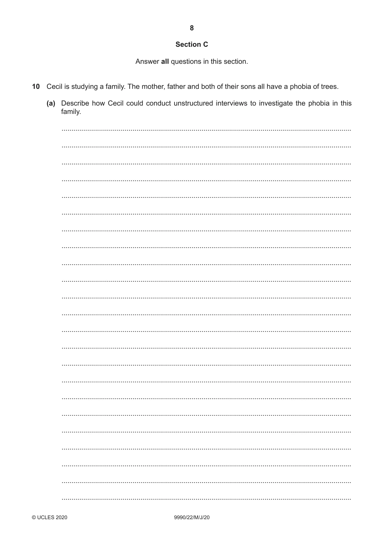 Cambridge A Level Psychology (from 2018) 9990 2020 May/June Paper 2 · Variant 2 question paper, page 8 of 12