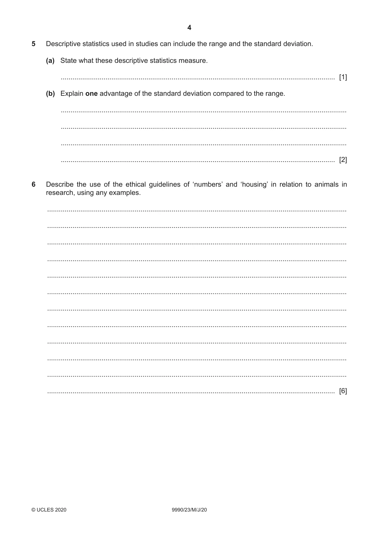 Cambridge A Level Psychology (from 2018) 9990 2020 May/June Paper 2 · Variant 3 question paper, page 4 of 12