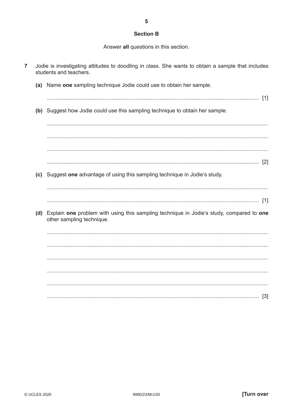 Cambridge A Level Psychology (from 2018) 9990 2020 May/June Paper 2 · Variant 3 question paper, page 5 of 12