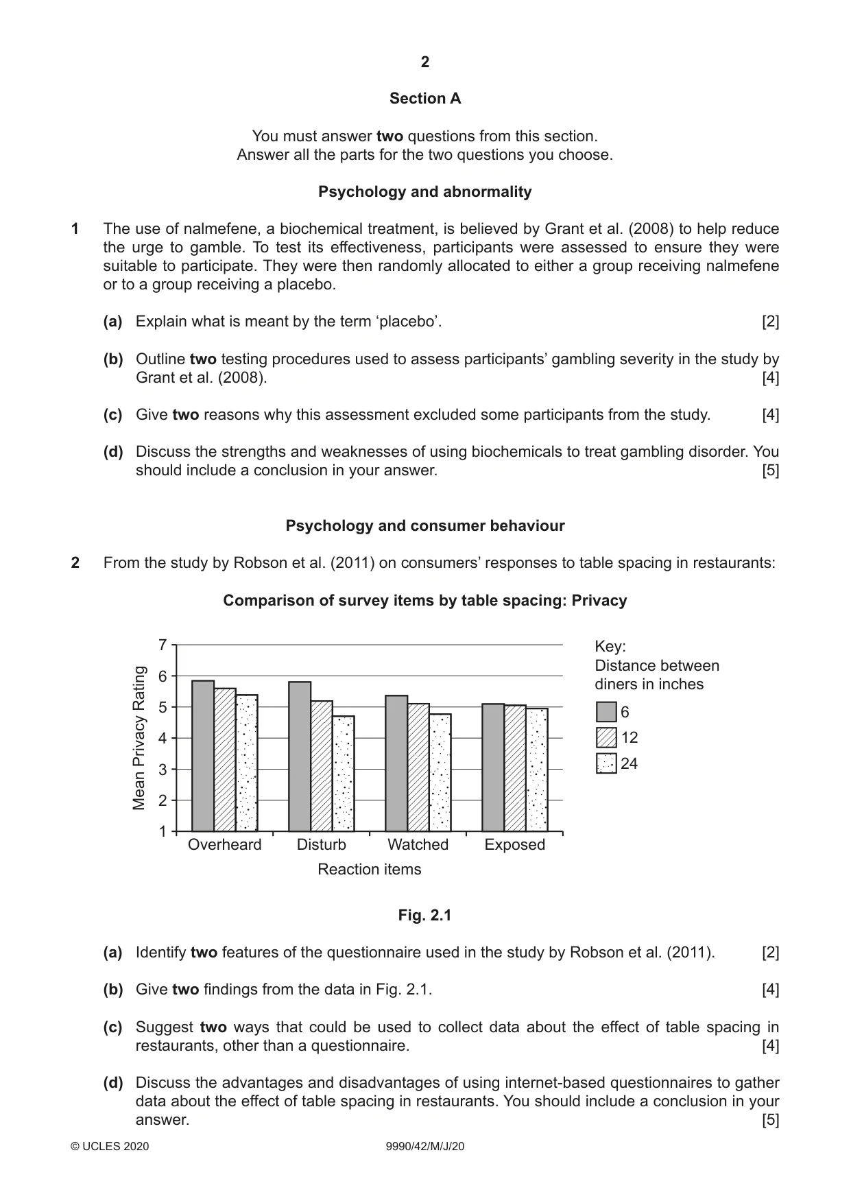 Cambridge A Level Psychology (from 2018) 9990 2020 May/June Paper 4 · Variant 2 question paper, page 2 of 8