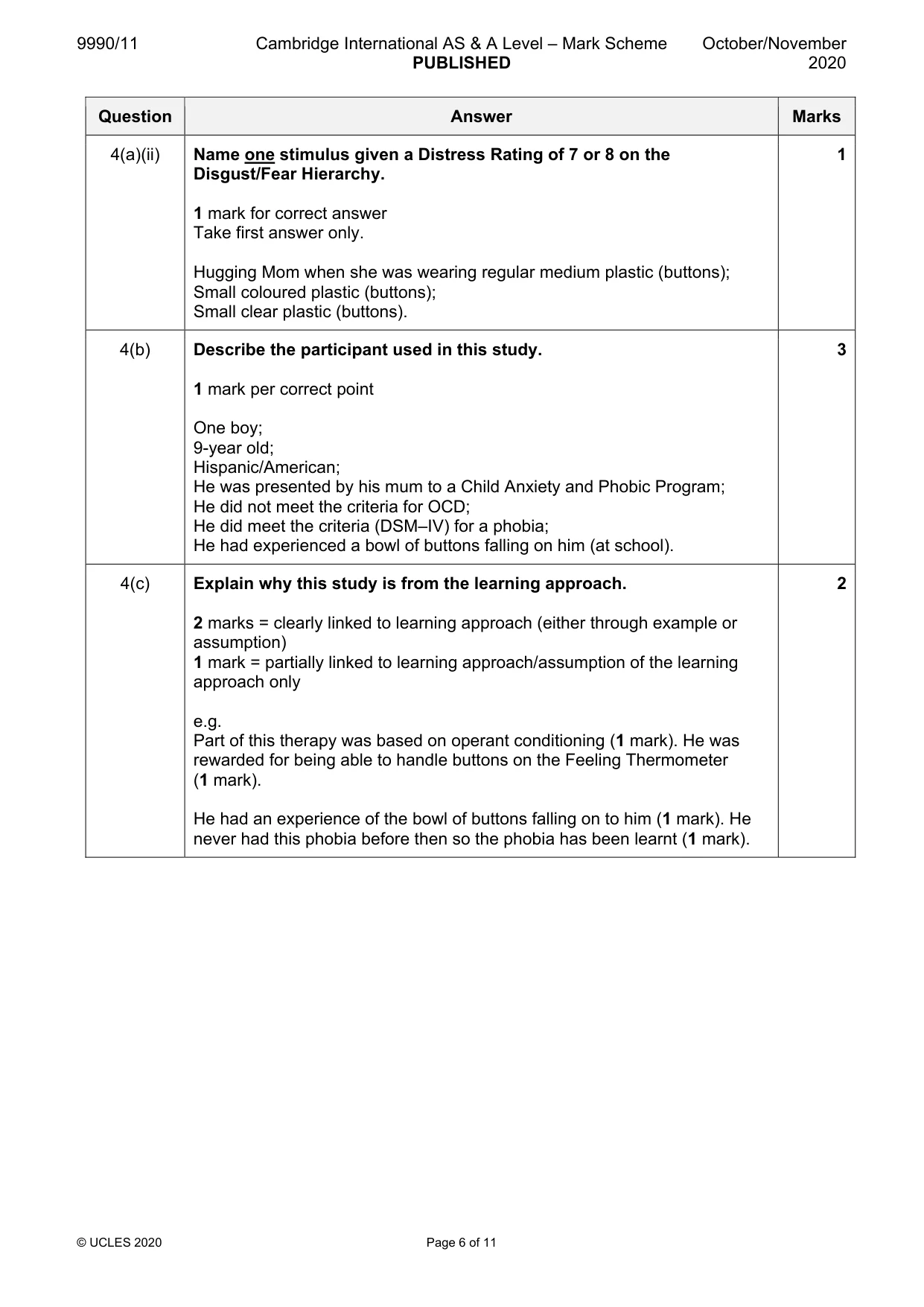 Mark scheme, page 6 of 11