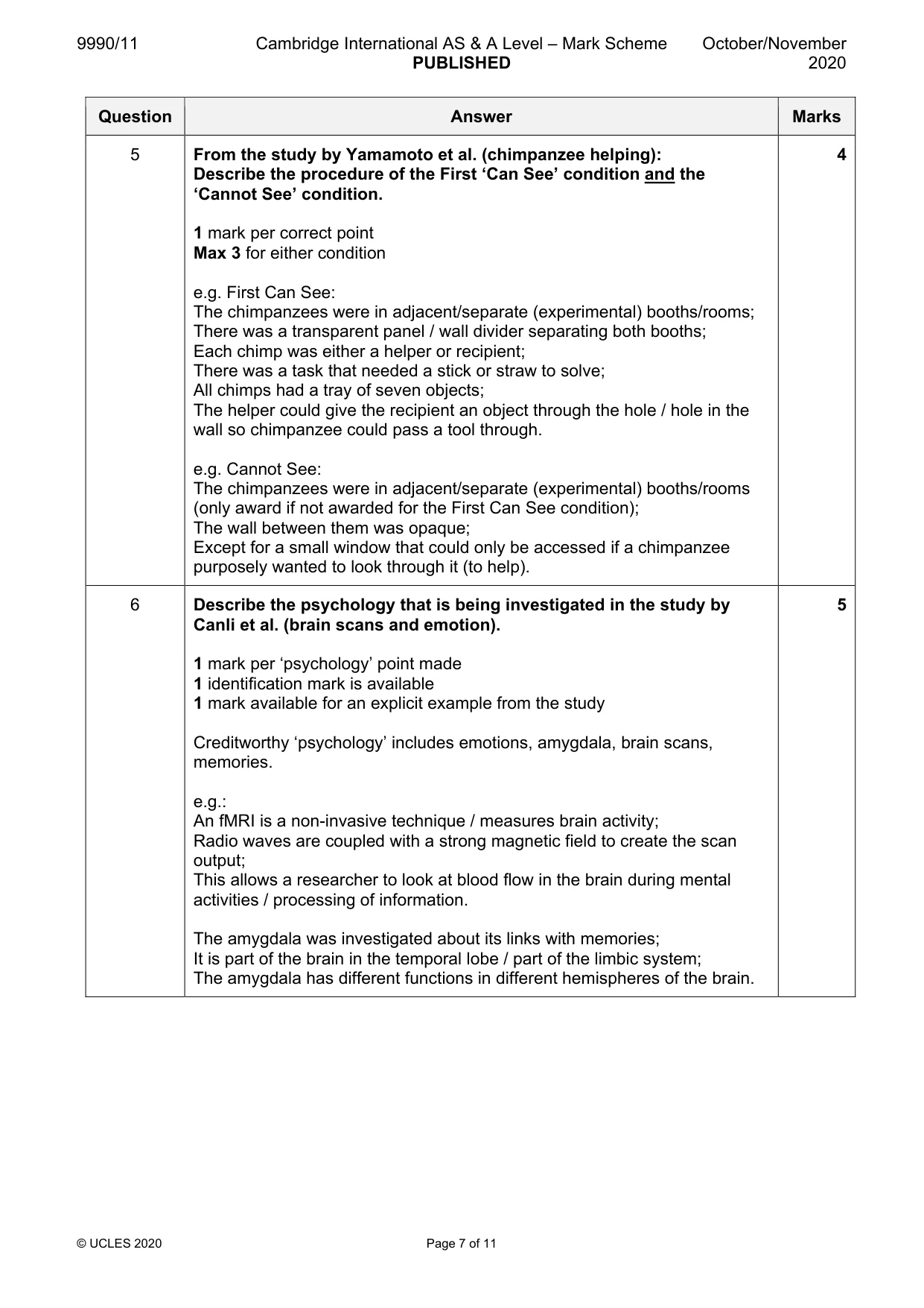 Mark scheme, page 7 of 11