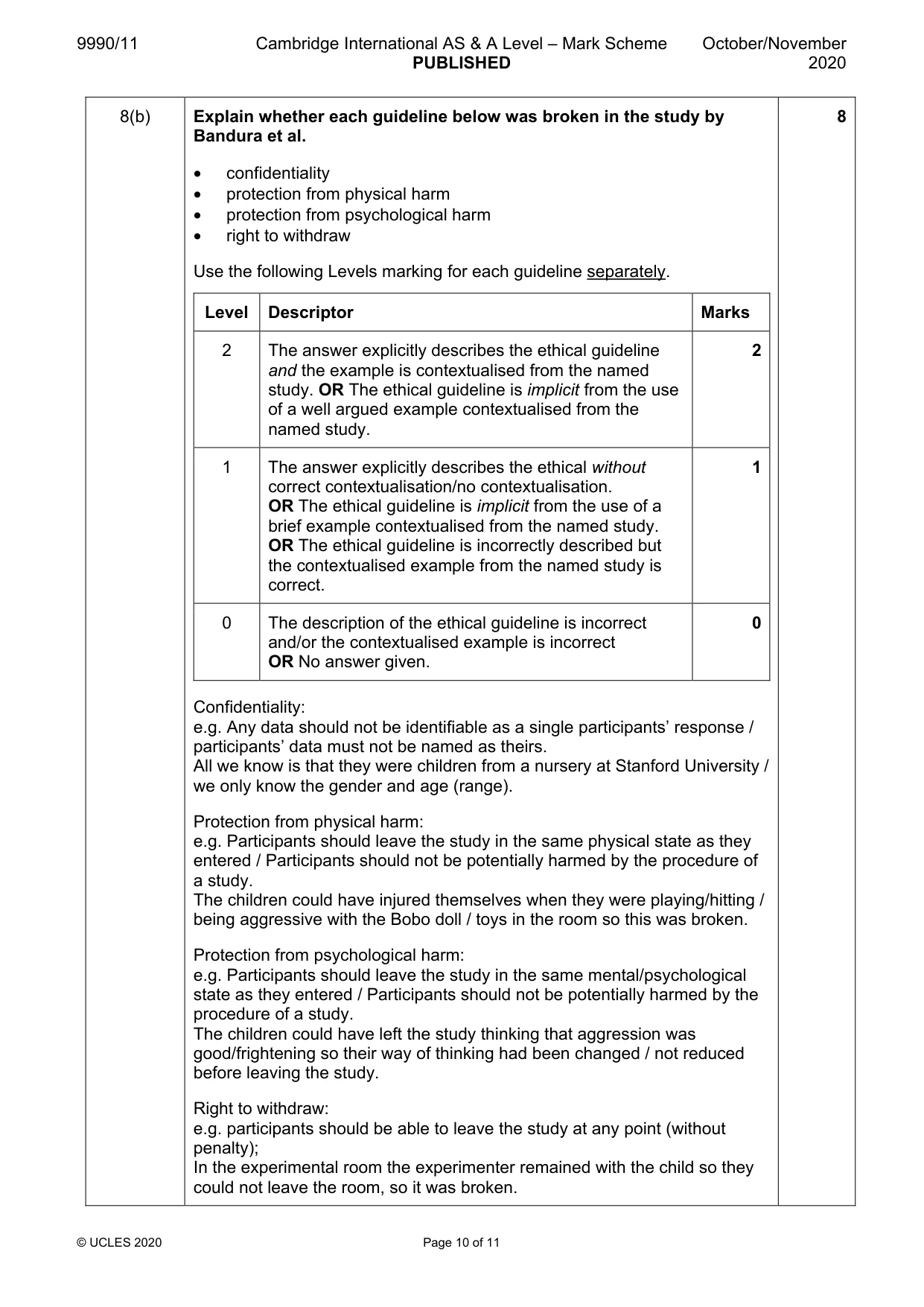 Mark scheme, page 10 of 11