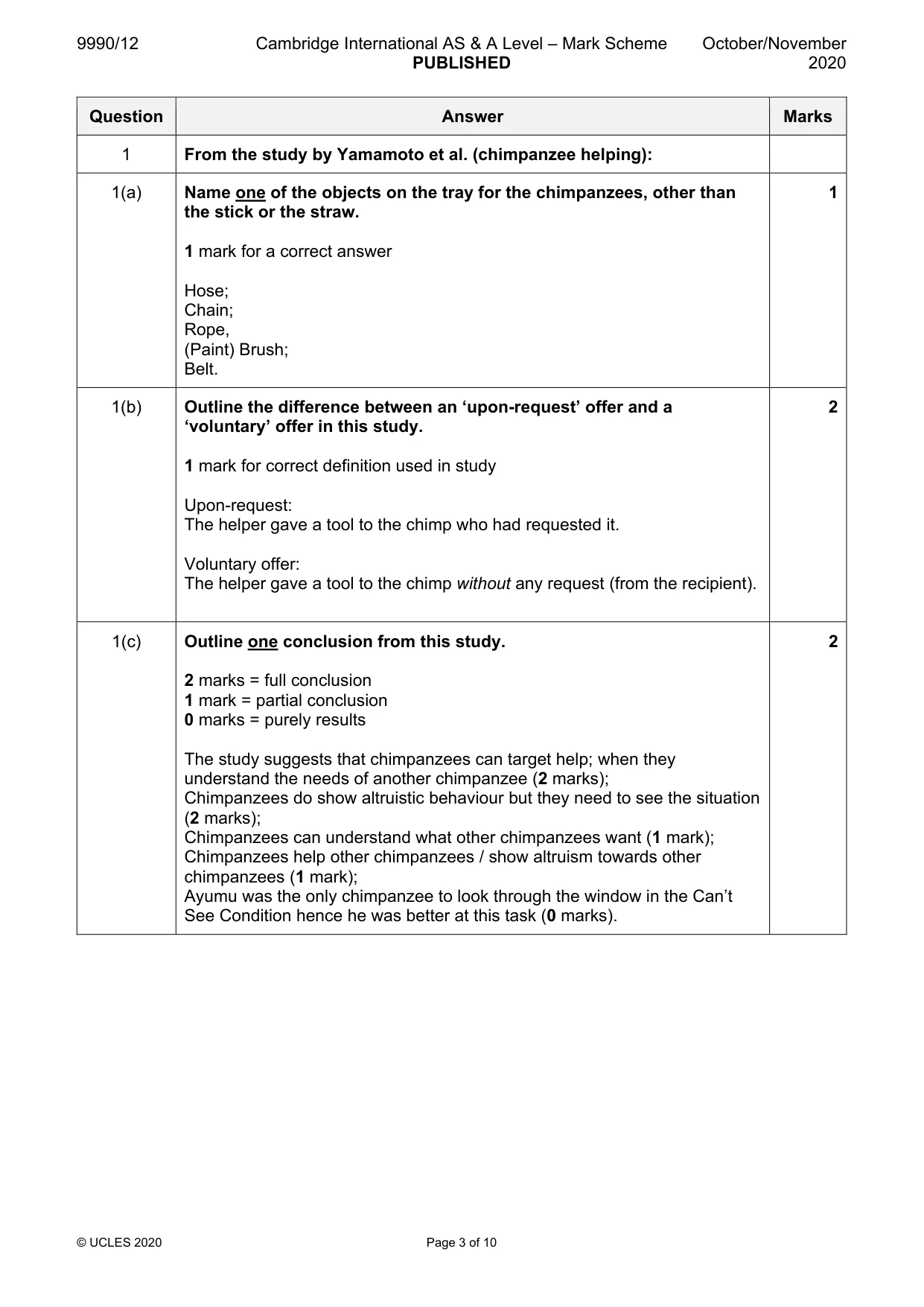 Mark scheme, page 3 of 10