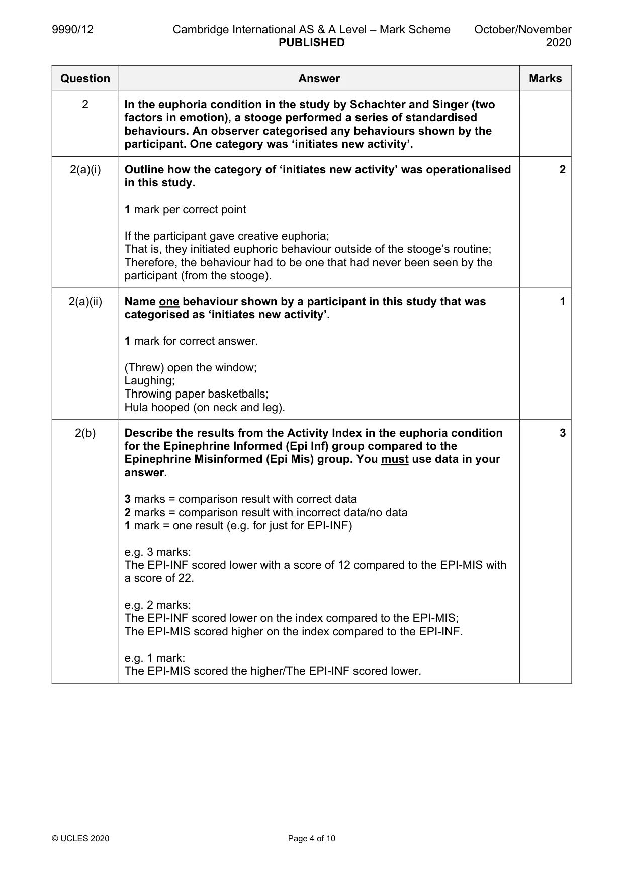 Mark scheme, page 4 of 10