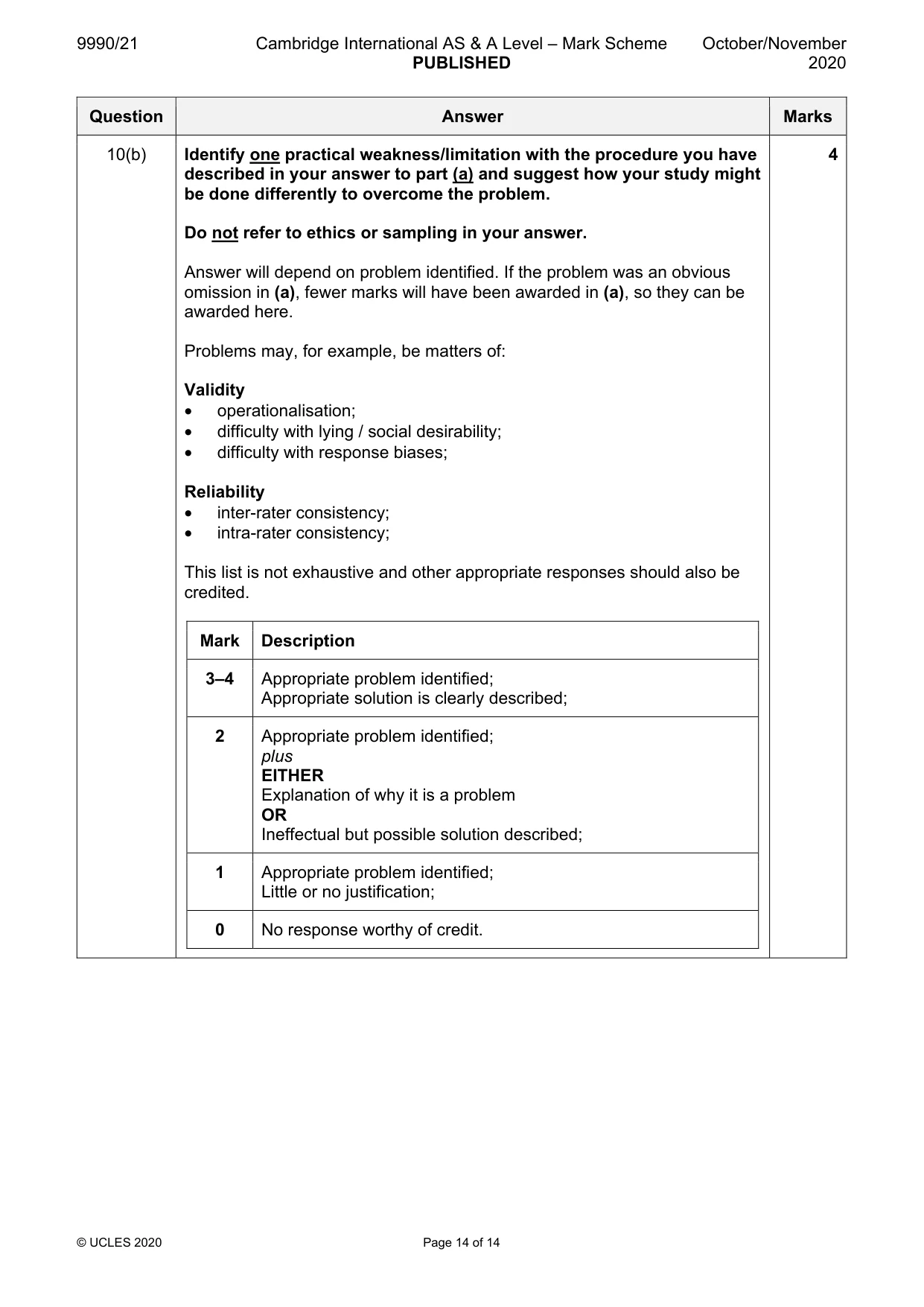 Mark scheme, page 14 of 14