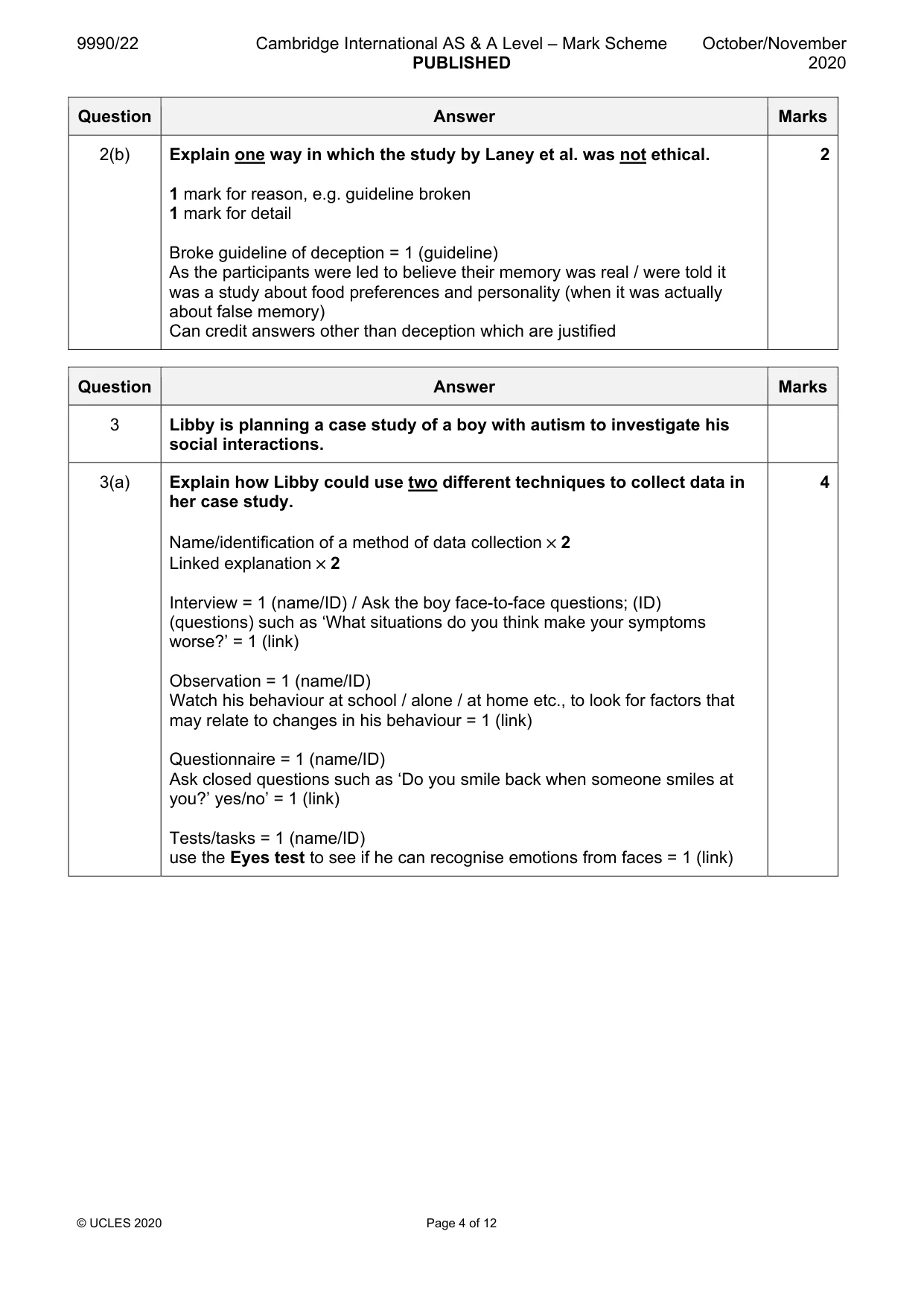 Mark scheme, page 4 of 12