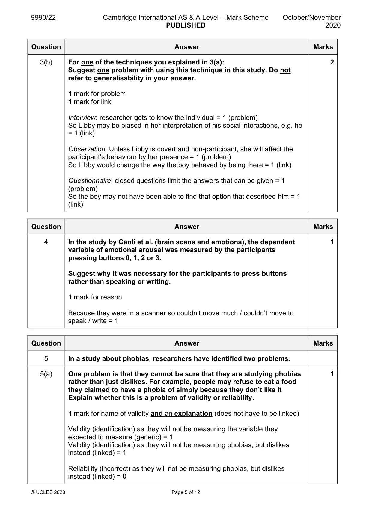 Mark scheme, page 5 of 12