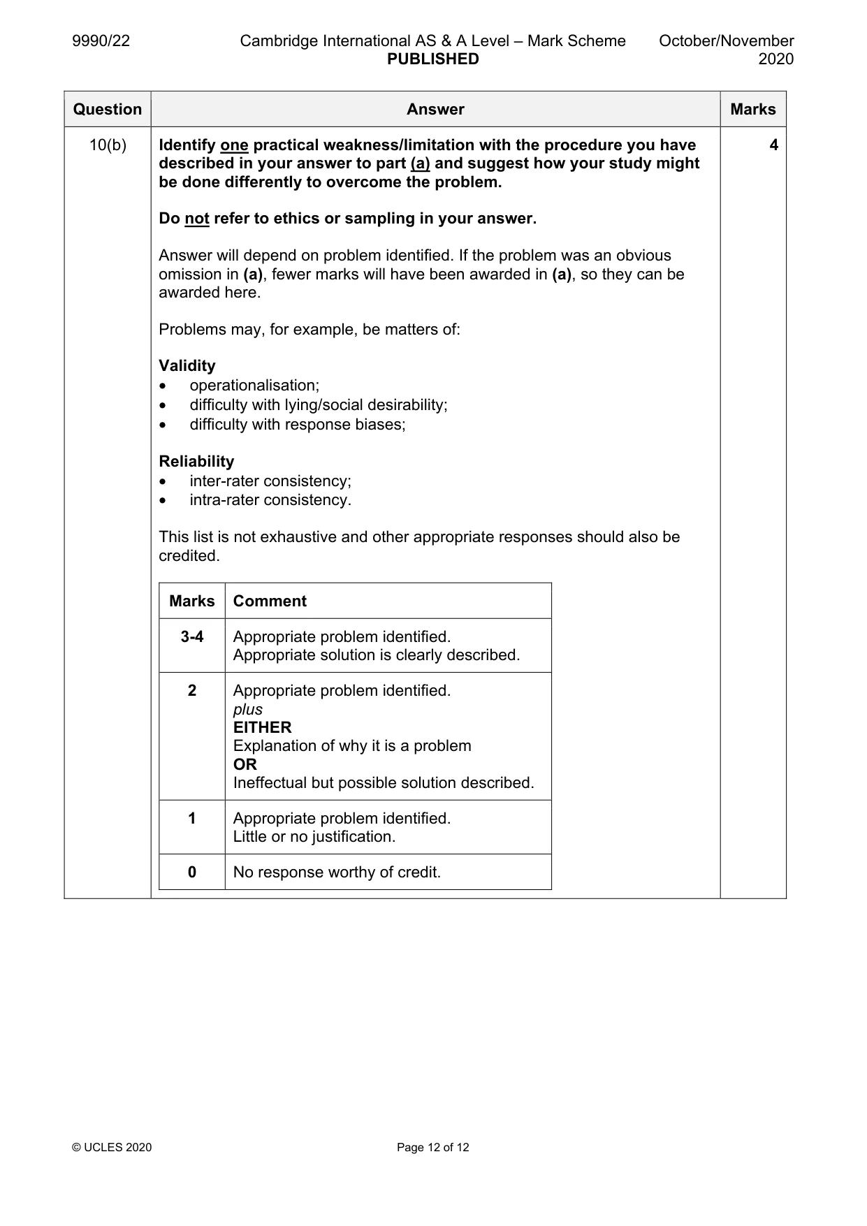 Mark scheme, page 12 of 12