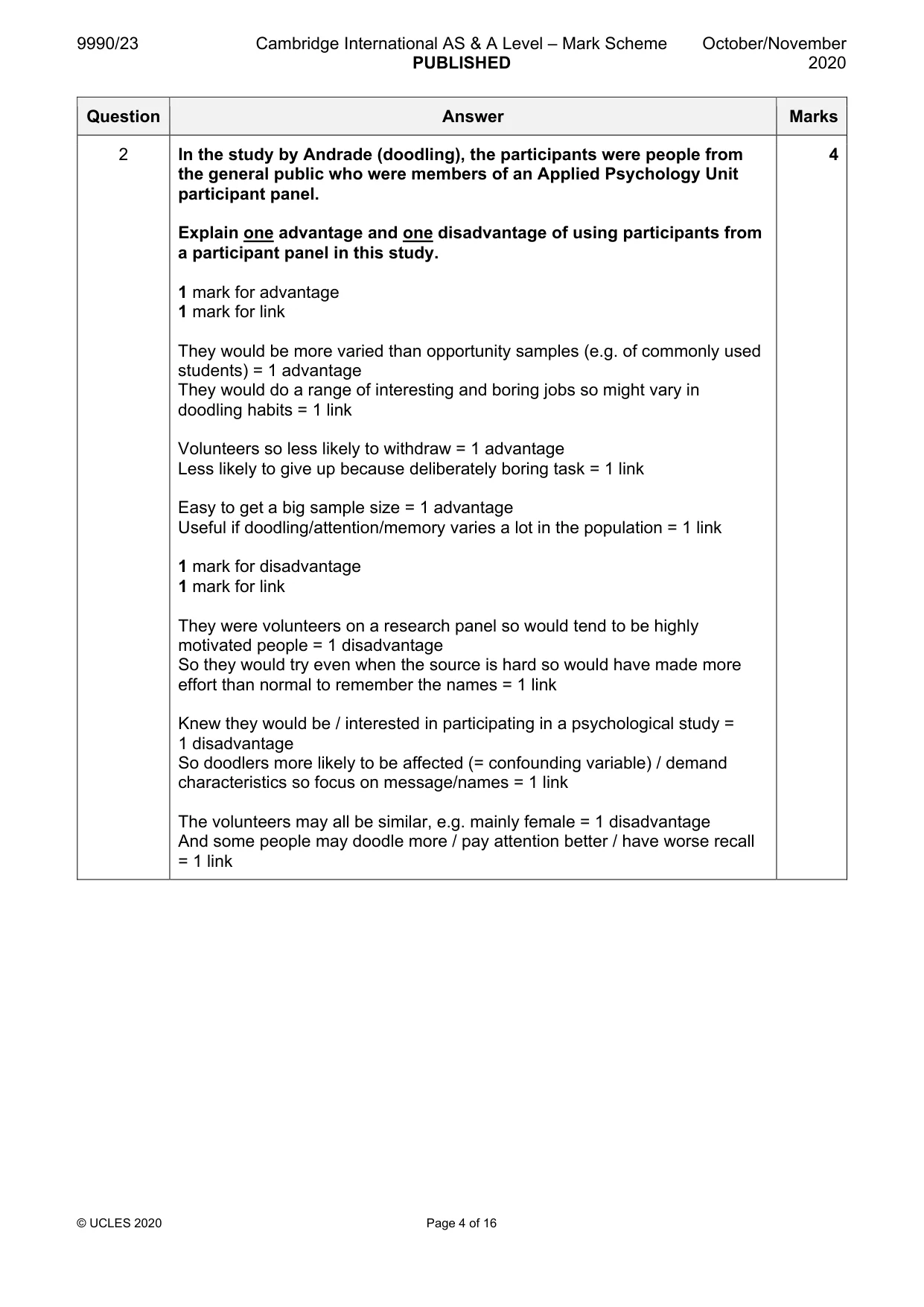 Mark scheme, page 4 of 16