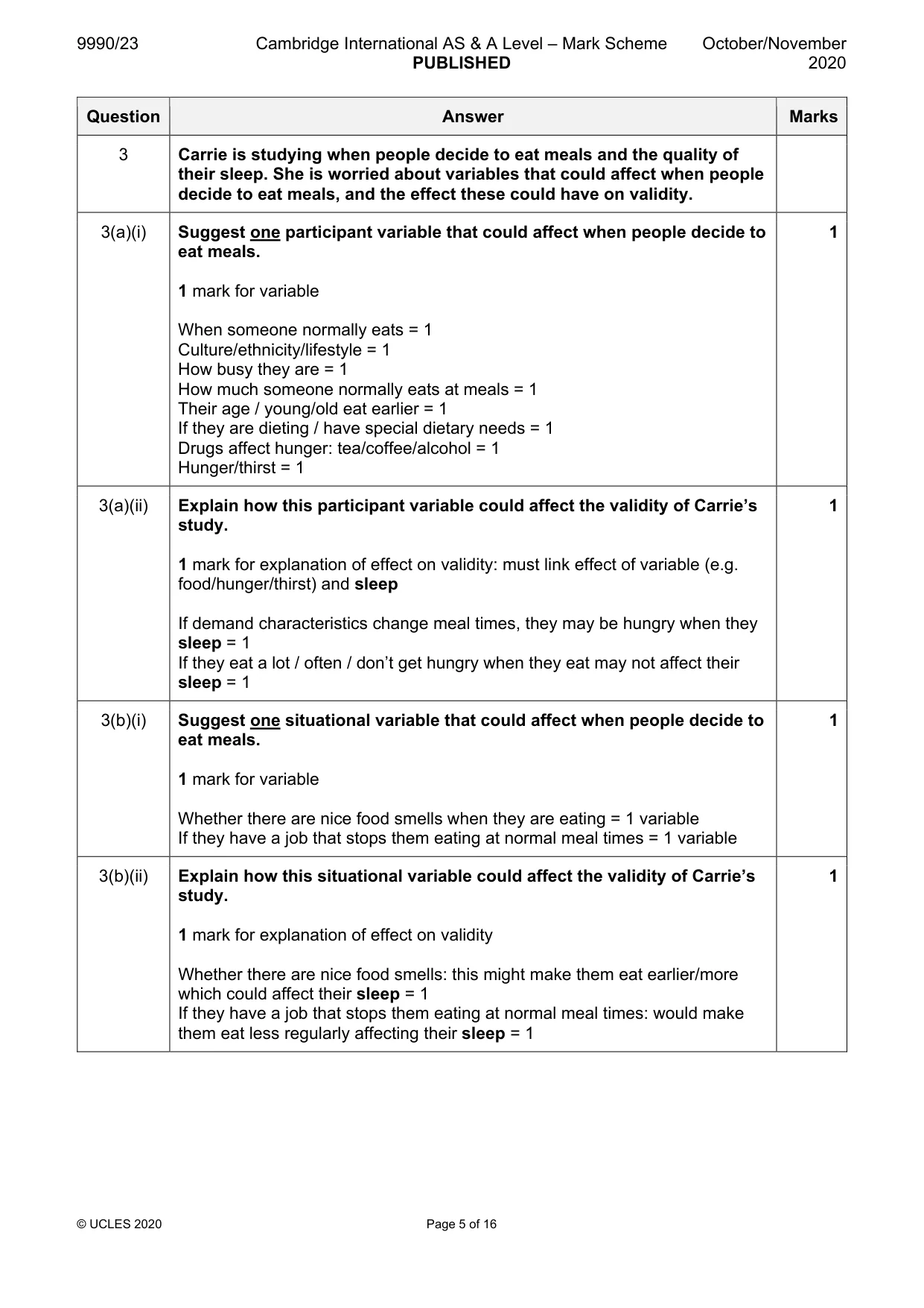 Mark scheme, page 5 of 16