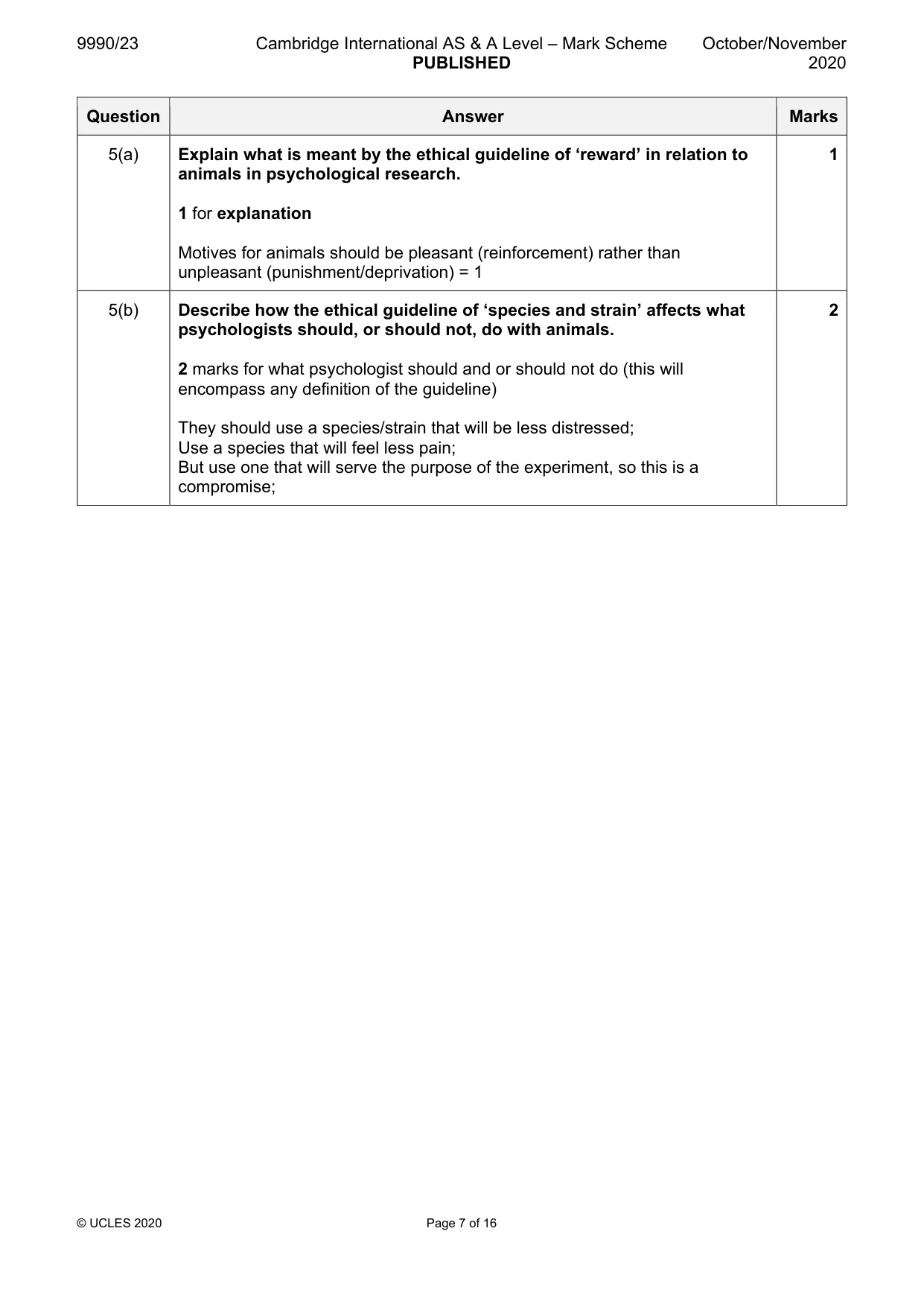 Mark scheme, page 7 of 16