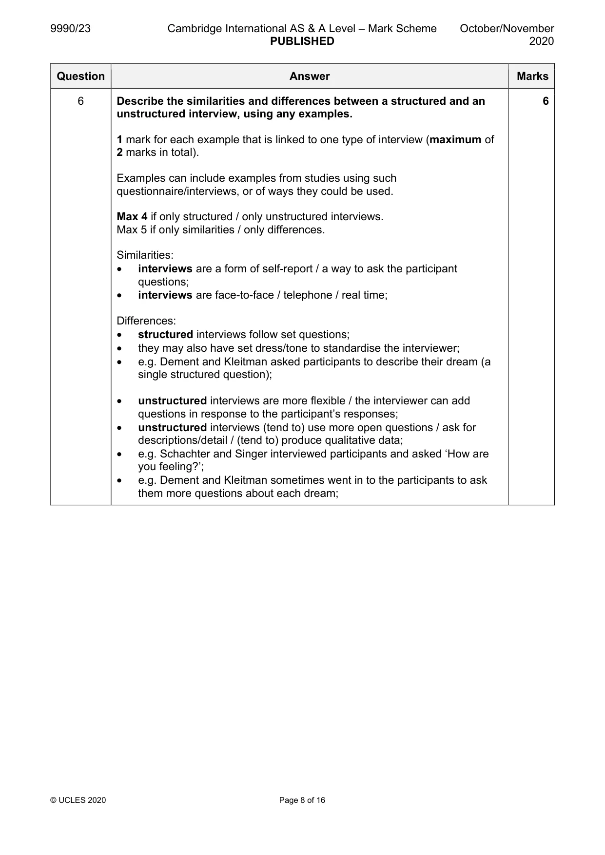 Mark scheme, page 8 of 16