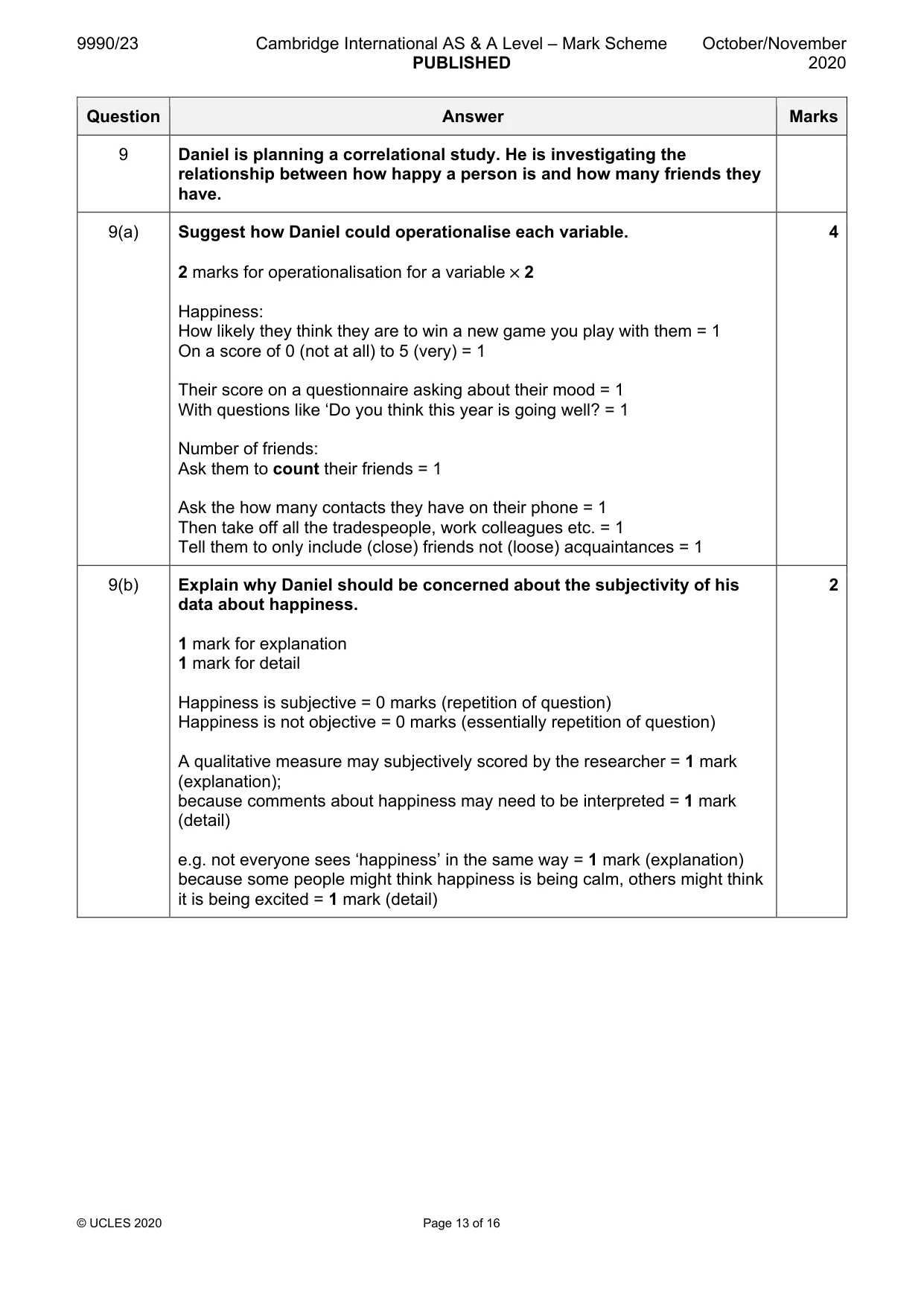 Mark scheme, page 13 of 16