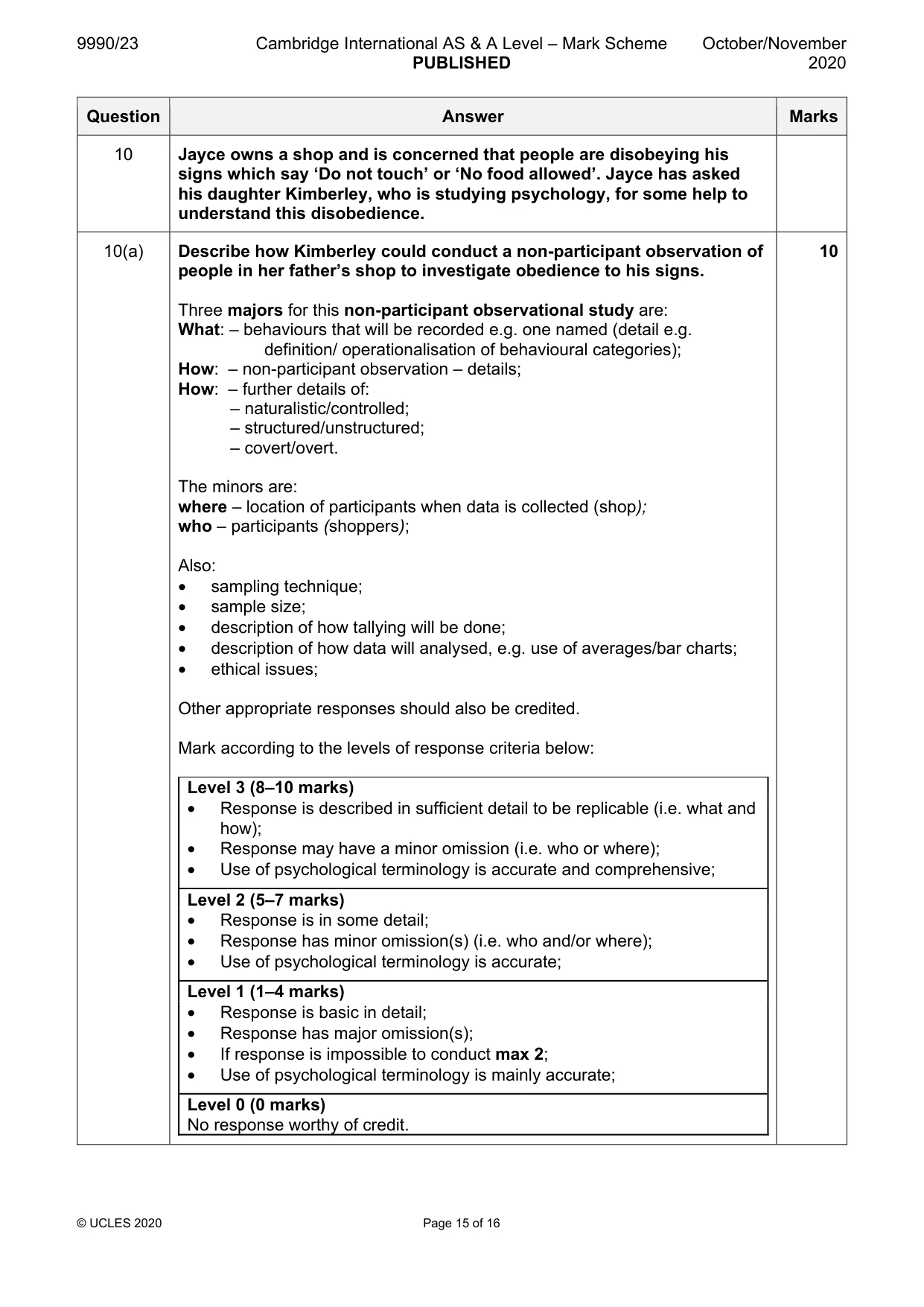 Mark scheme, page 15 of 16