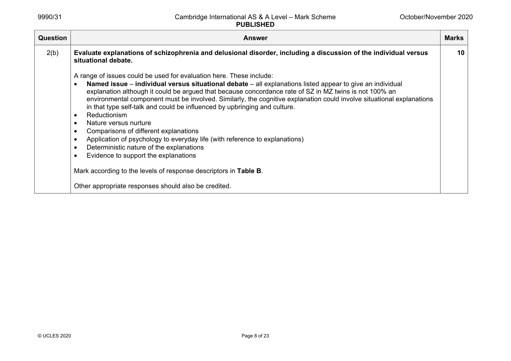 Mark scheme, page 8 of 23