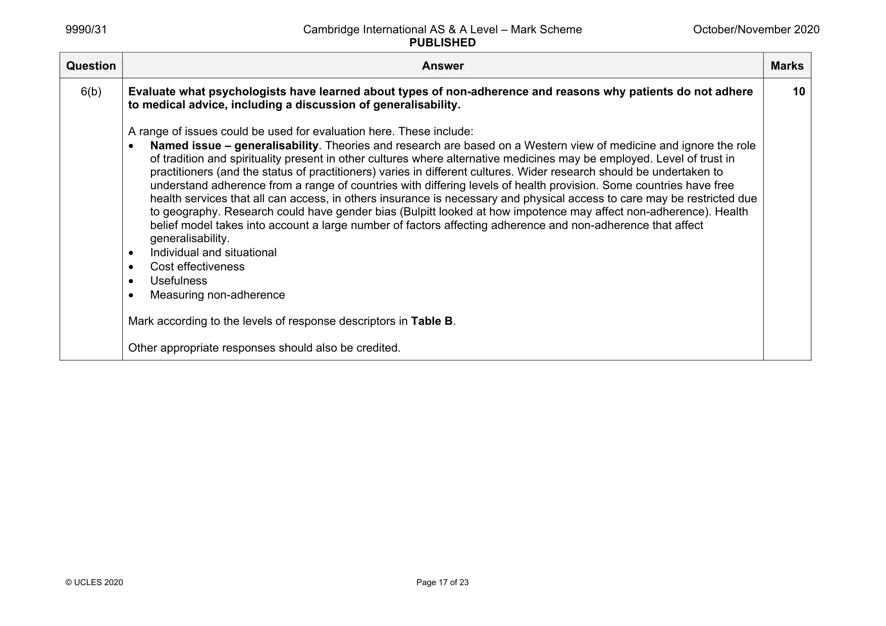 Mark scheme, page 17 of 23