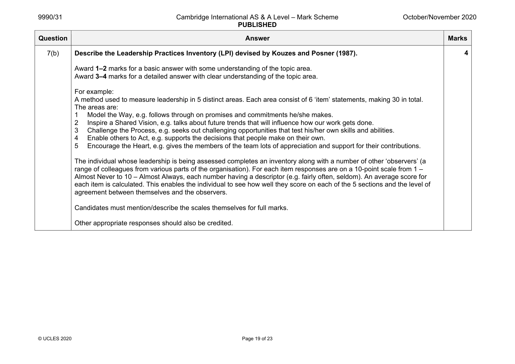 Mark scheme, page 19 of 23