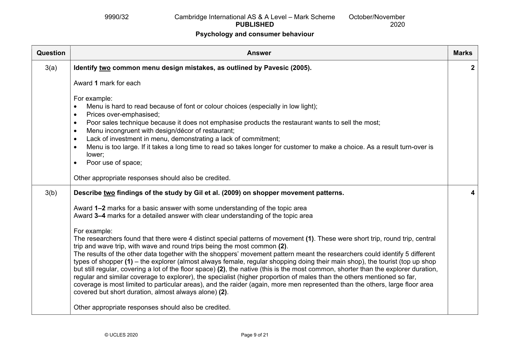 Mark scheme, page 9 of 21