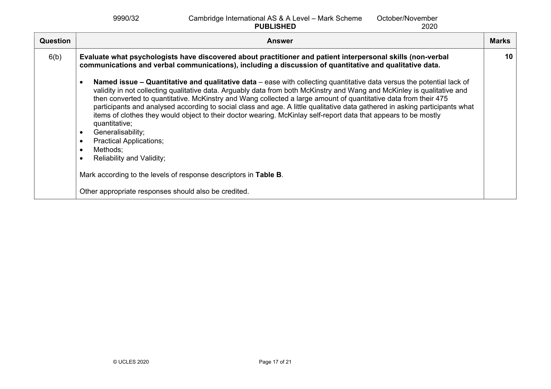 Mark scheme, page 17 of 21