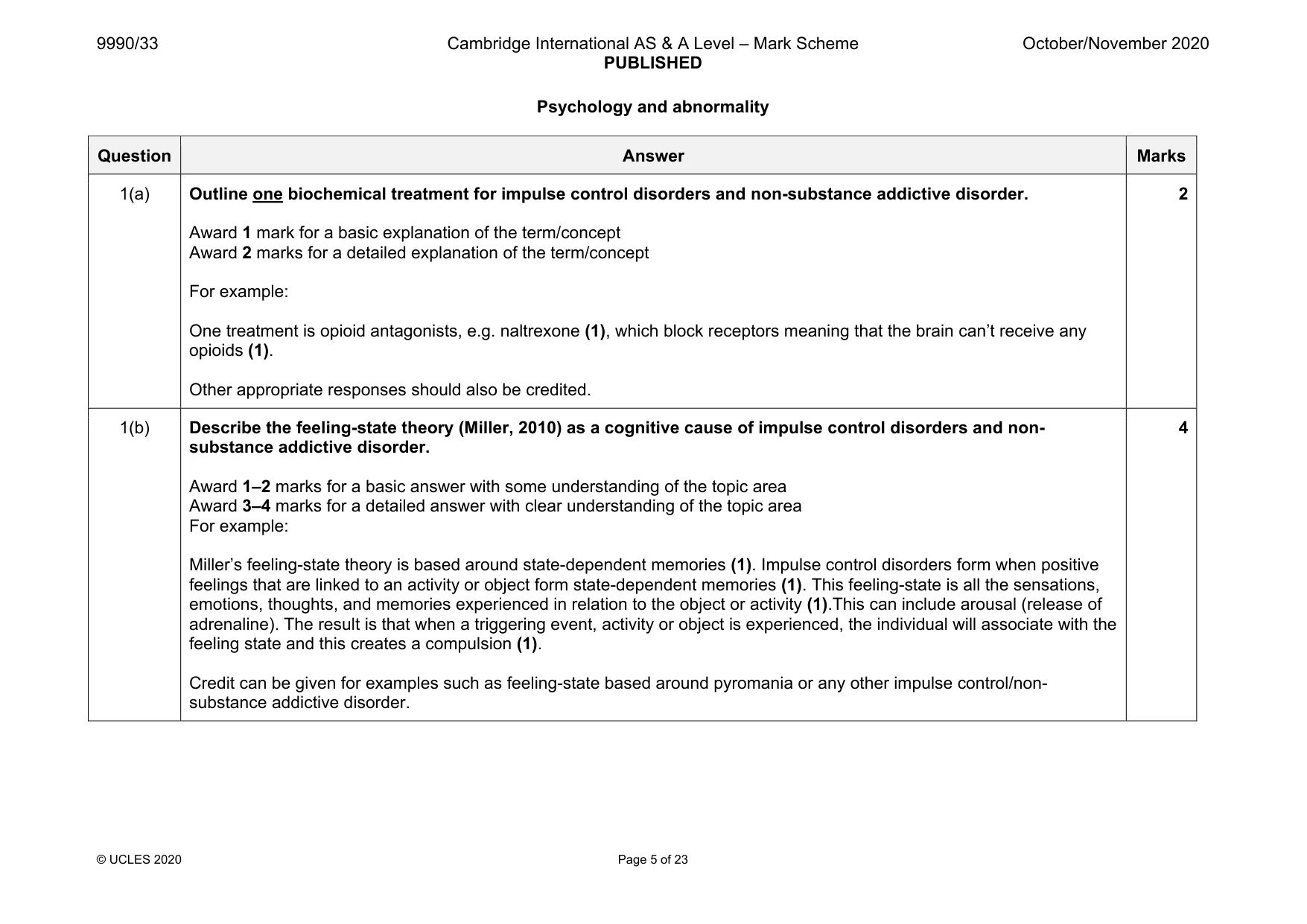 Mark scheme, page 5 of 23