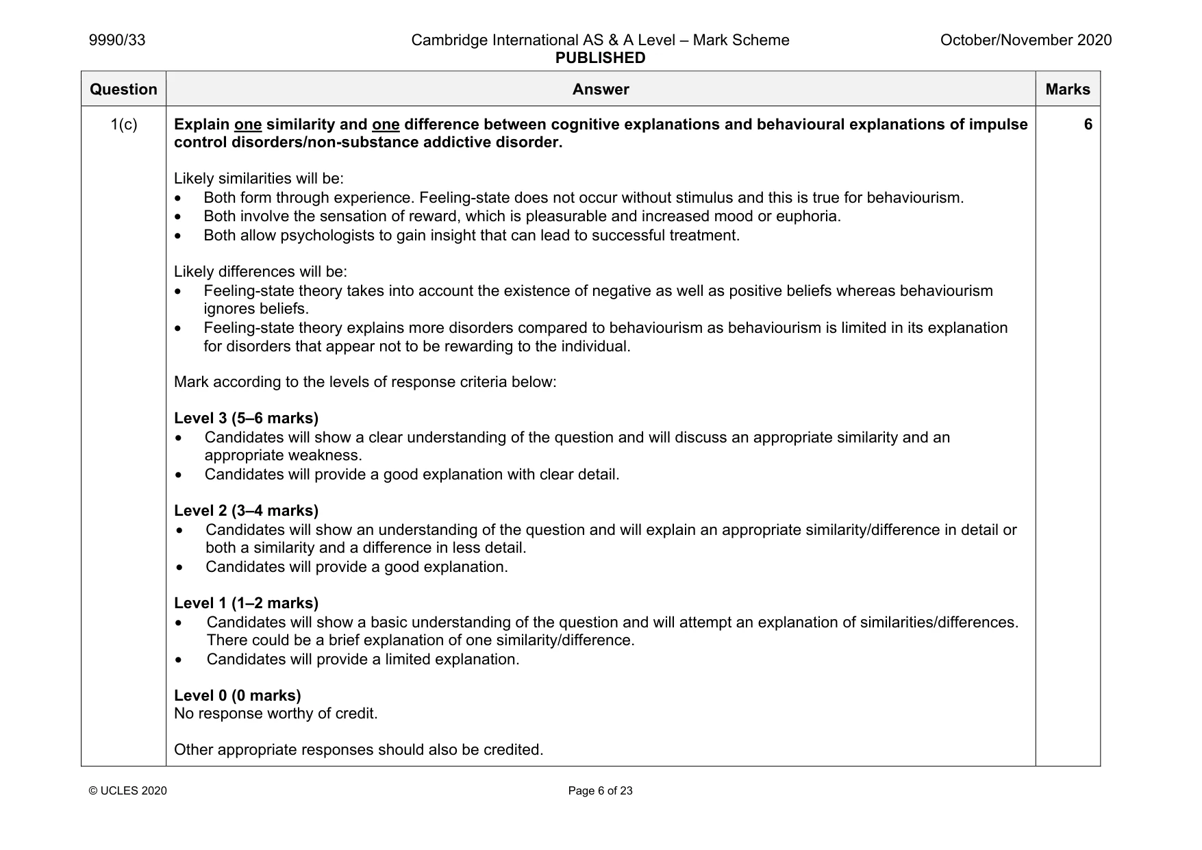 Mark scheme, page 6 of 23