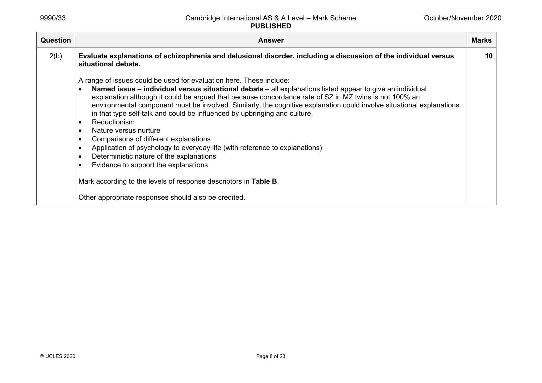 Mark scheme, page 8 of 23