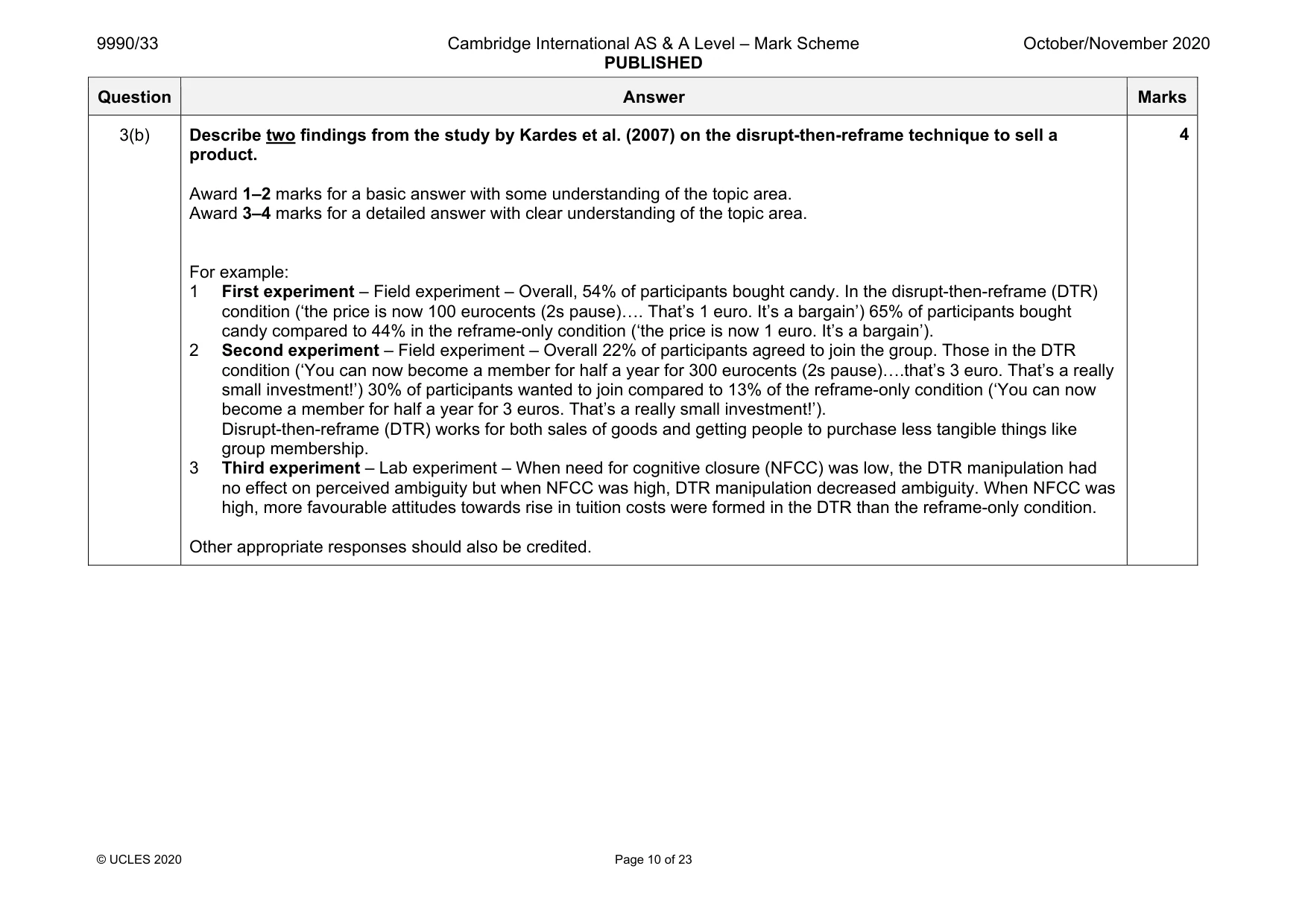 Mark scheme, page 10 of 23