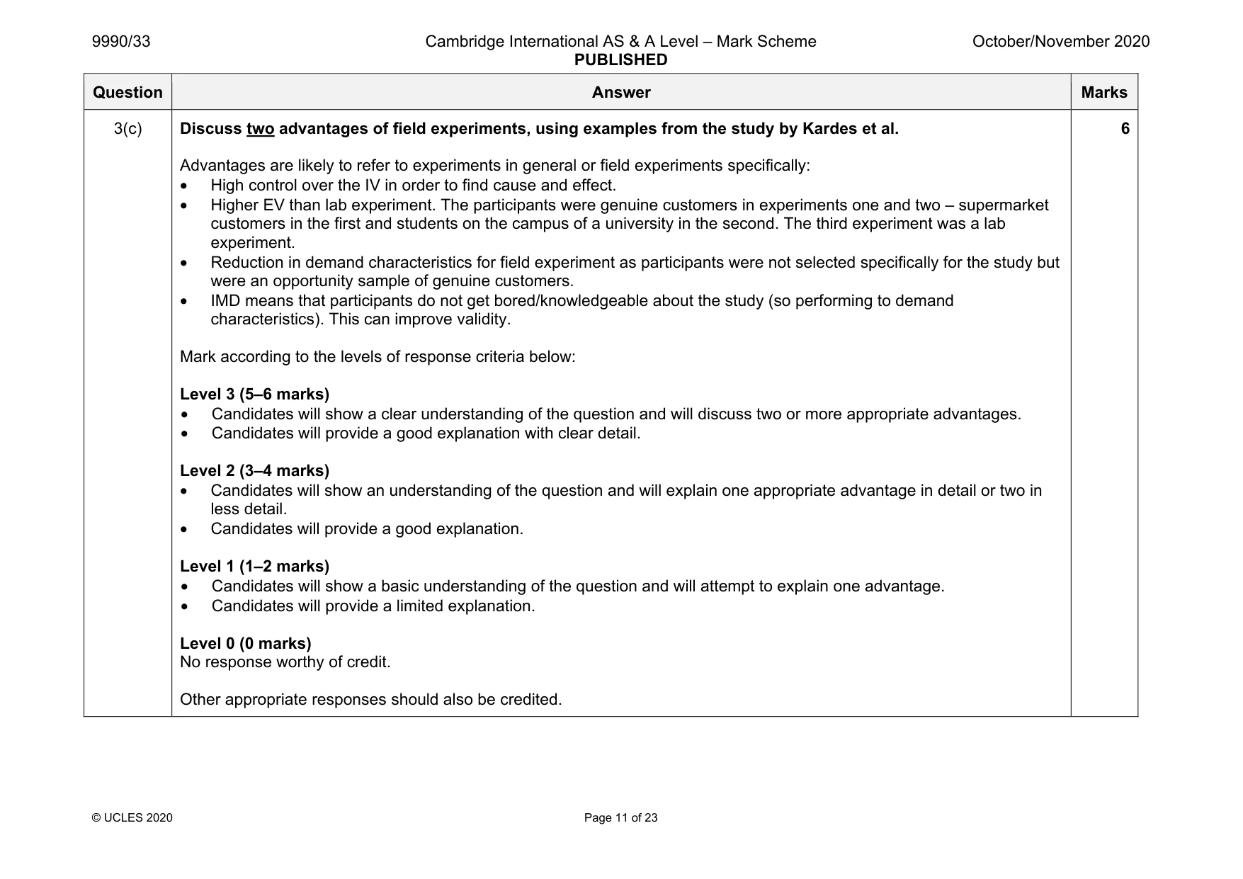 Mark scheme, page 11 of 23