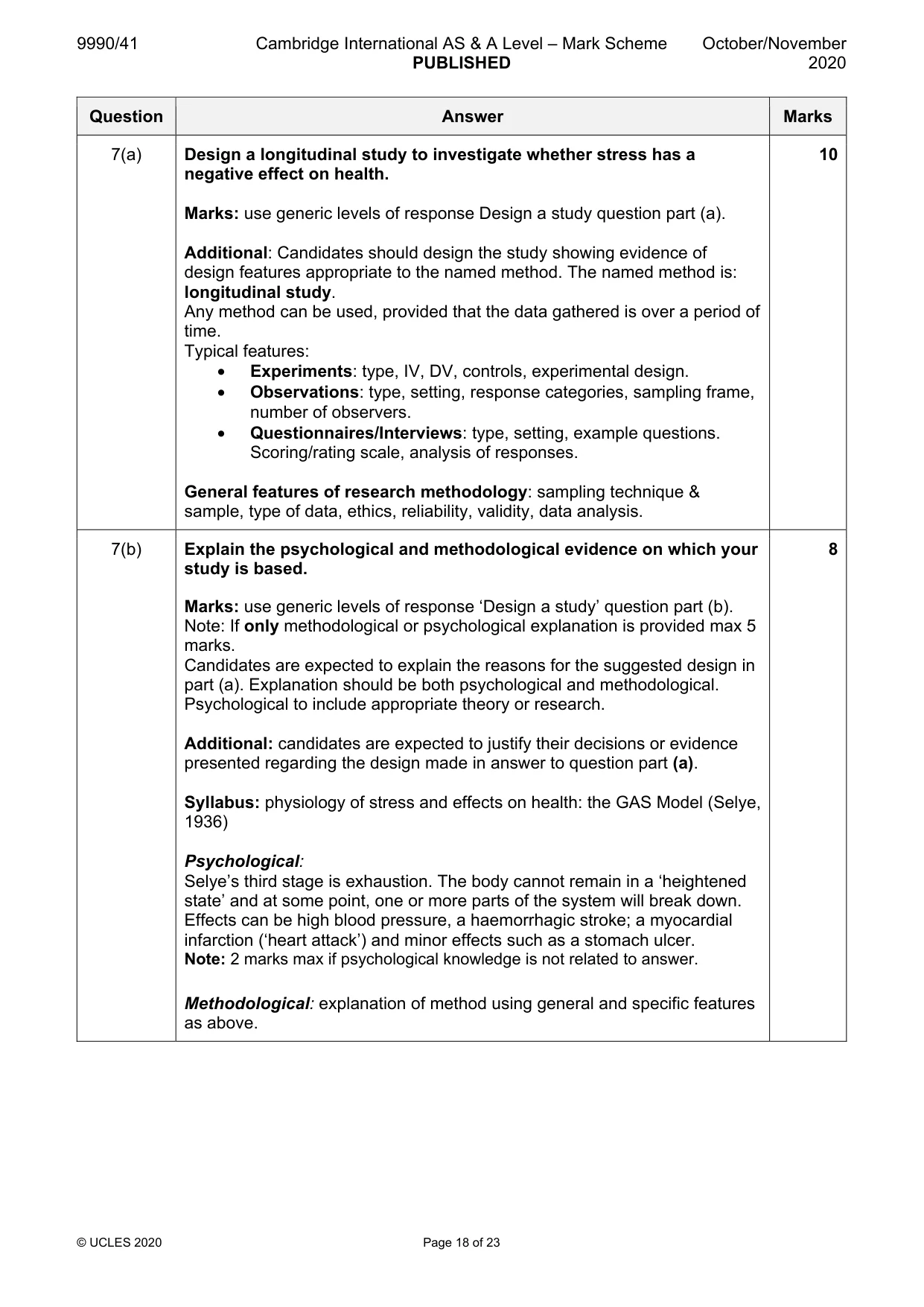 Mark scheme, page 18 of 23